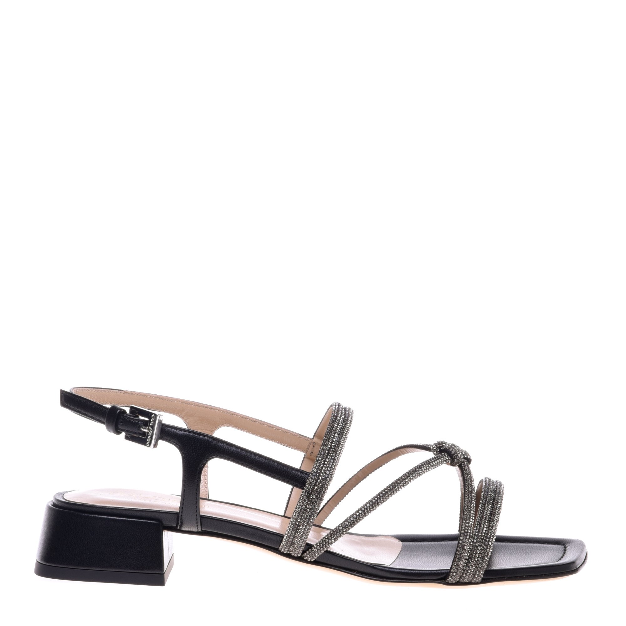 Black rhinestone nappa sandal image