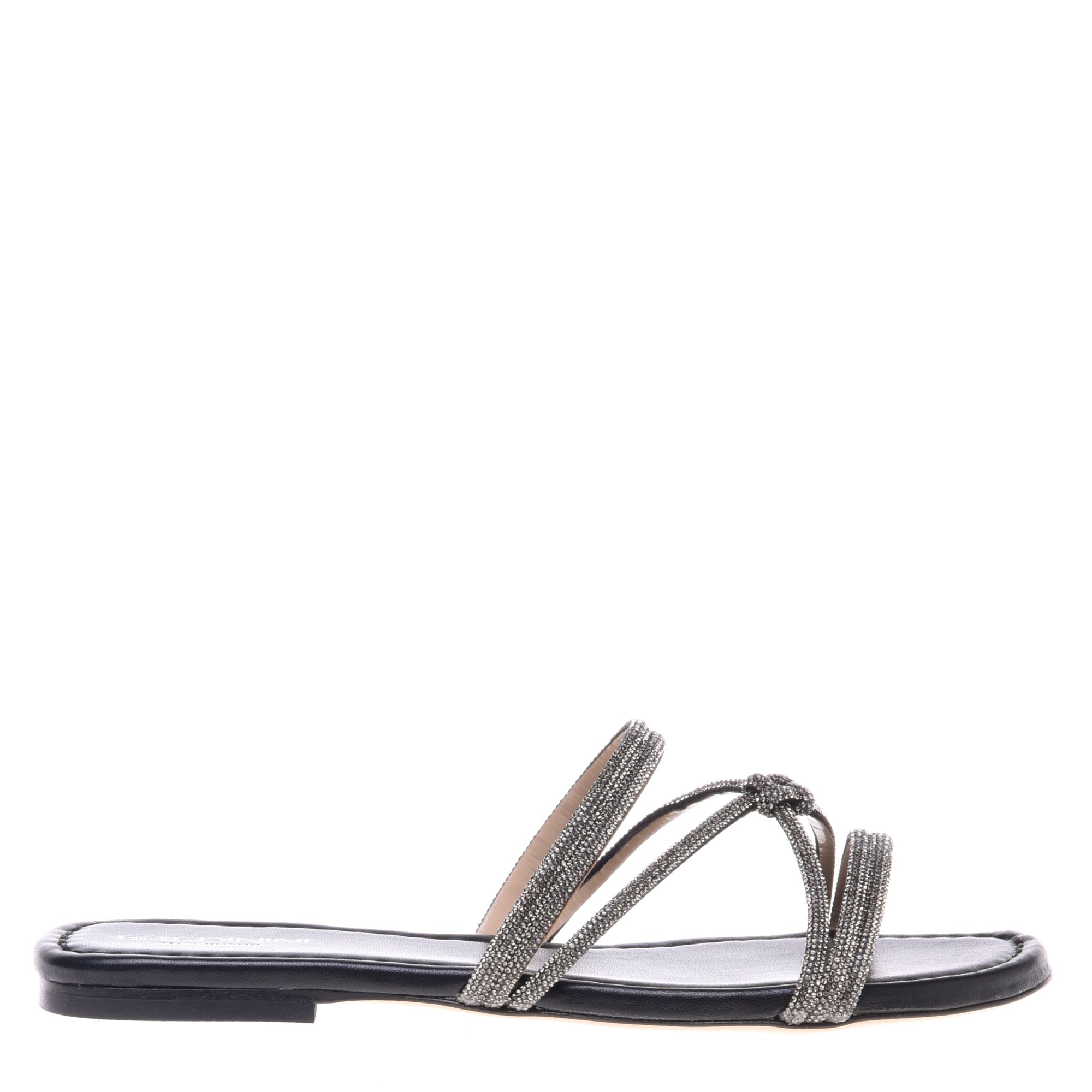 Black rhinestone nappa clogs image