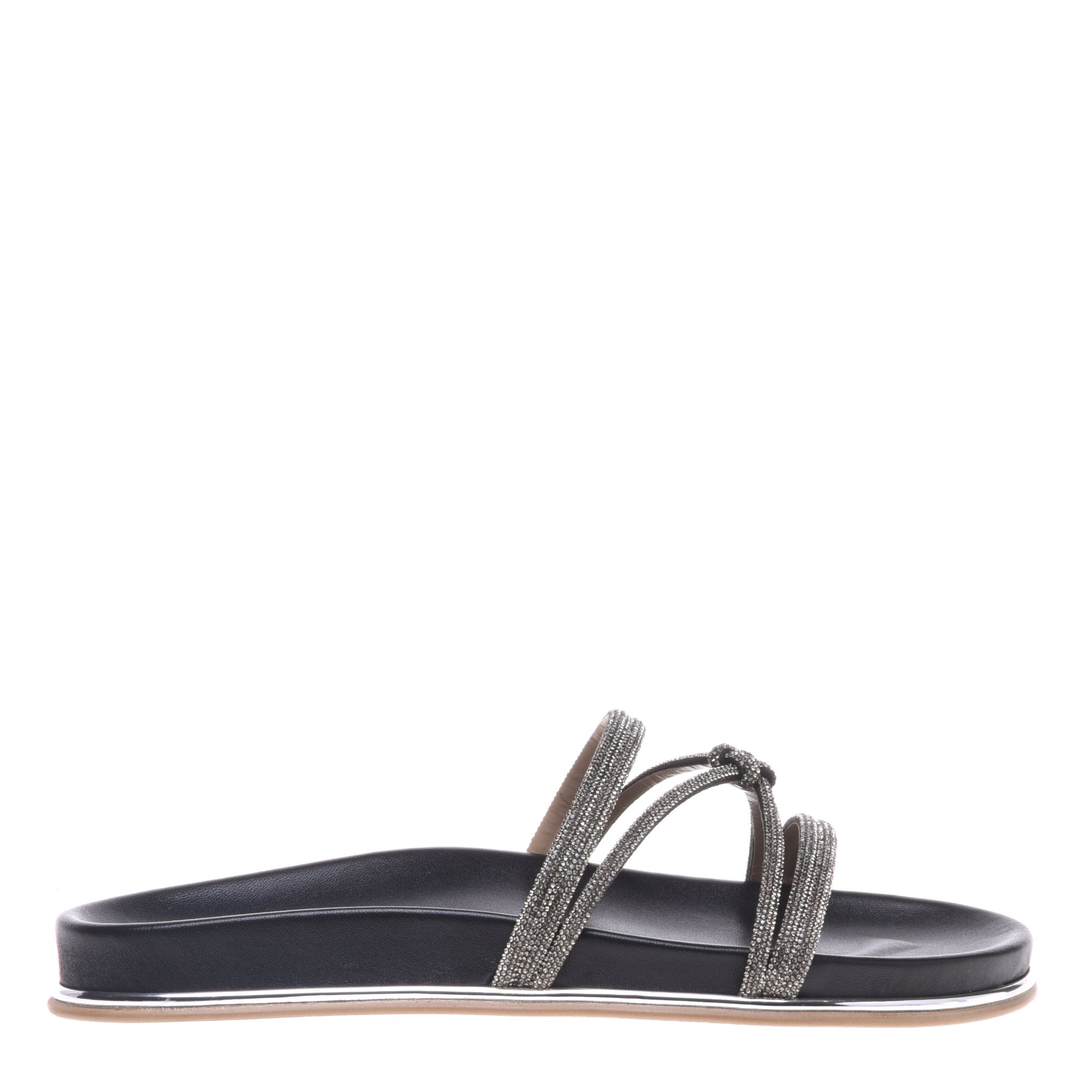 Black rhinestone nappa clogs image
