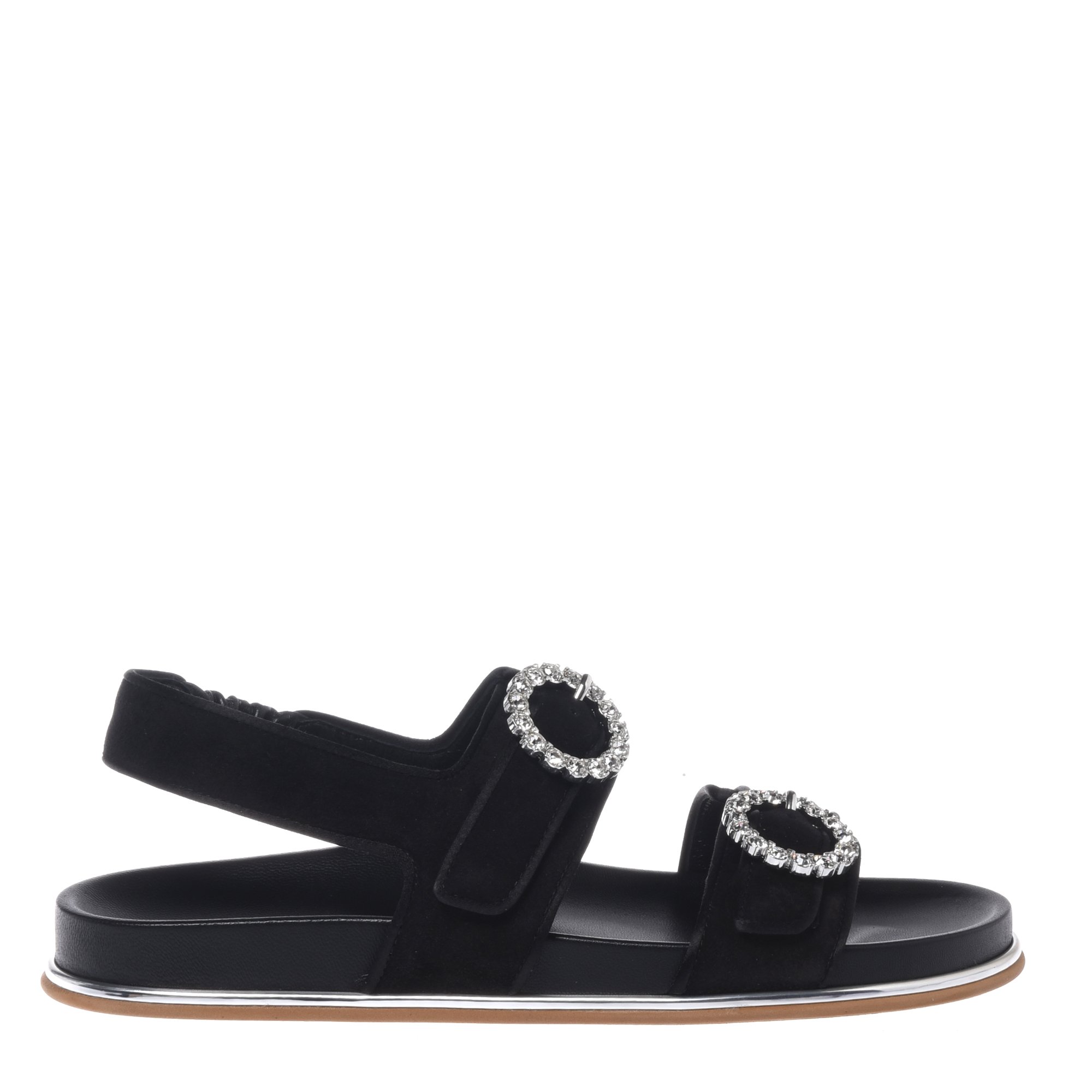 Black suede and satin sandal image
