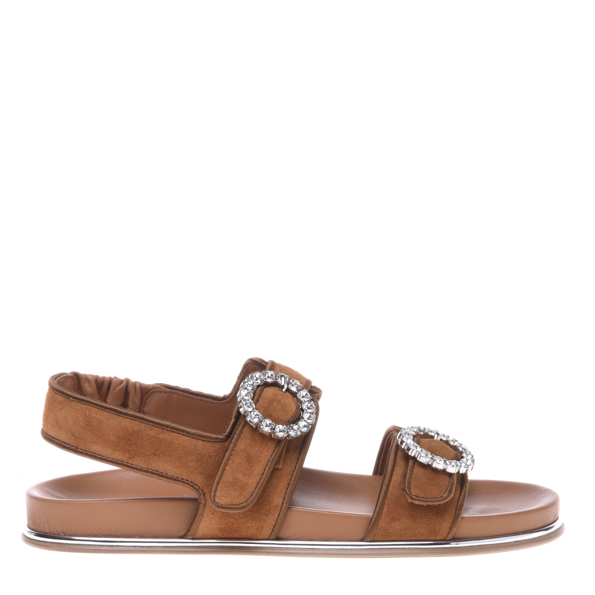 Suede and satin leather sandal image