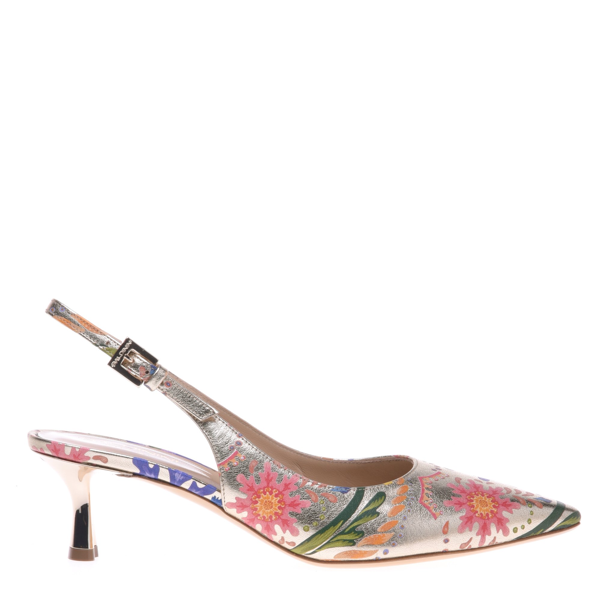 Petal print leather slingback image