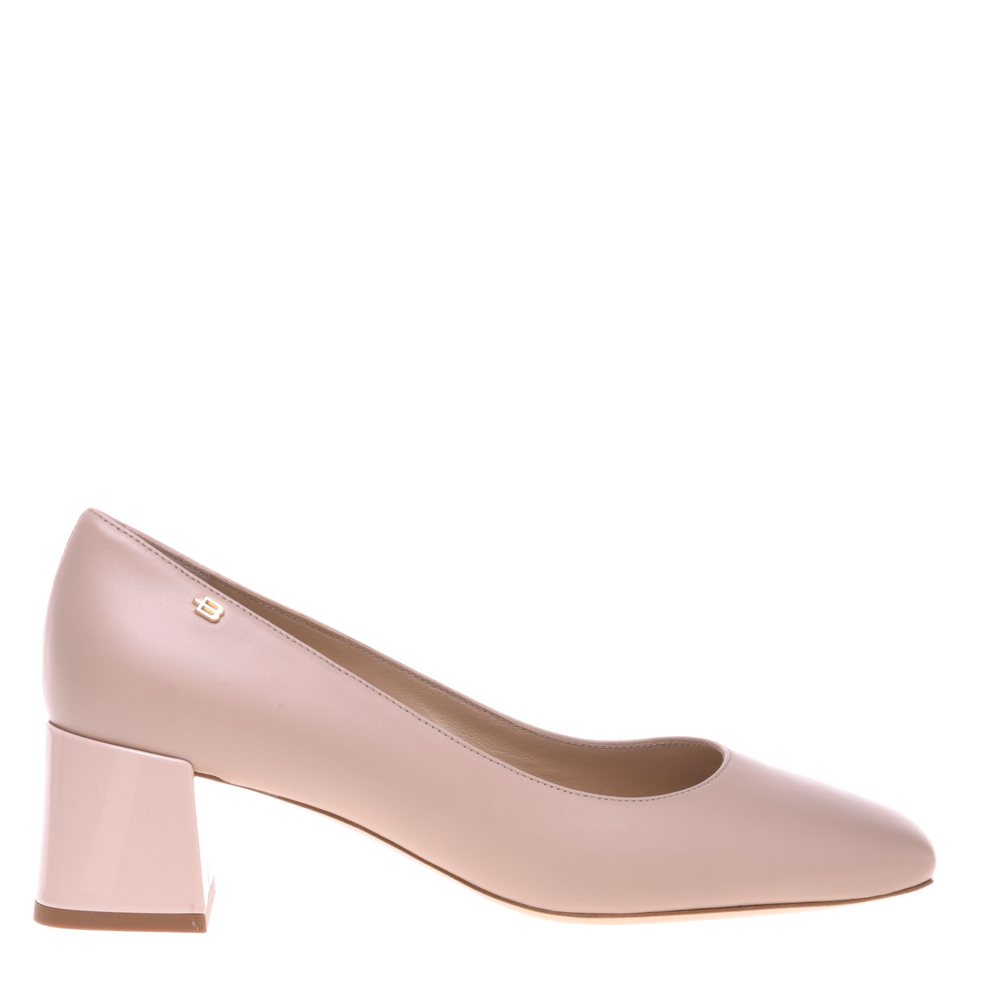 Nude leather and patent leather court shoe image