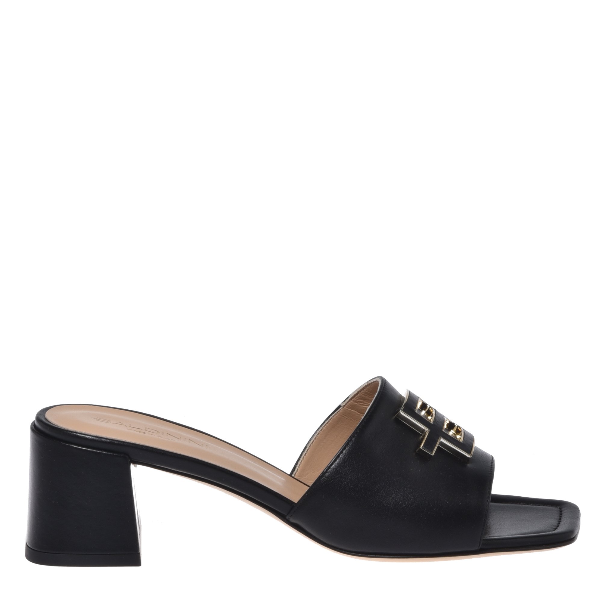 Black leather clogs image