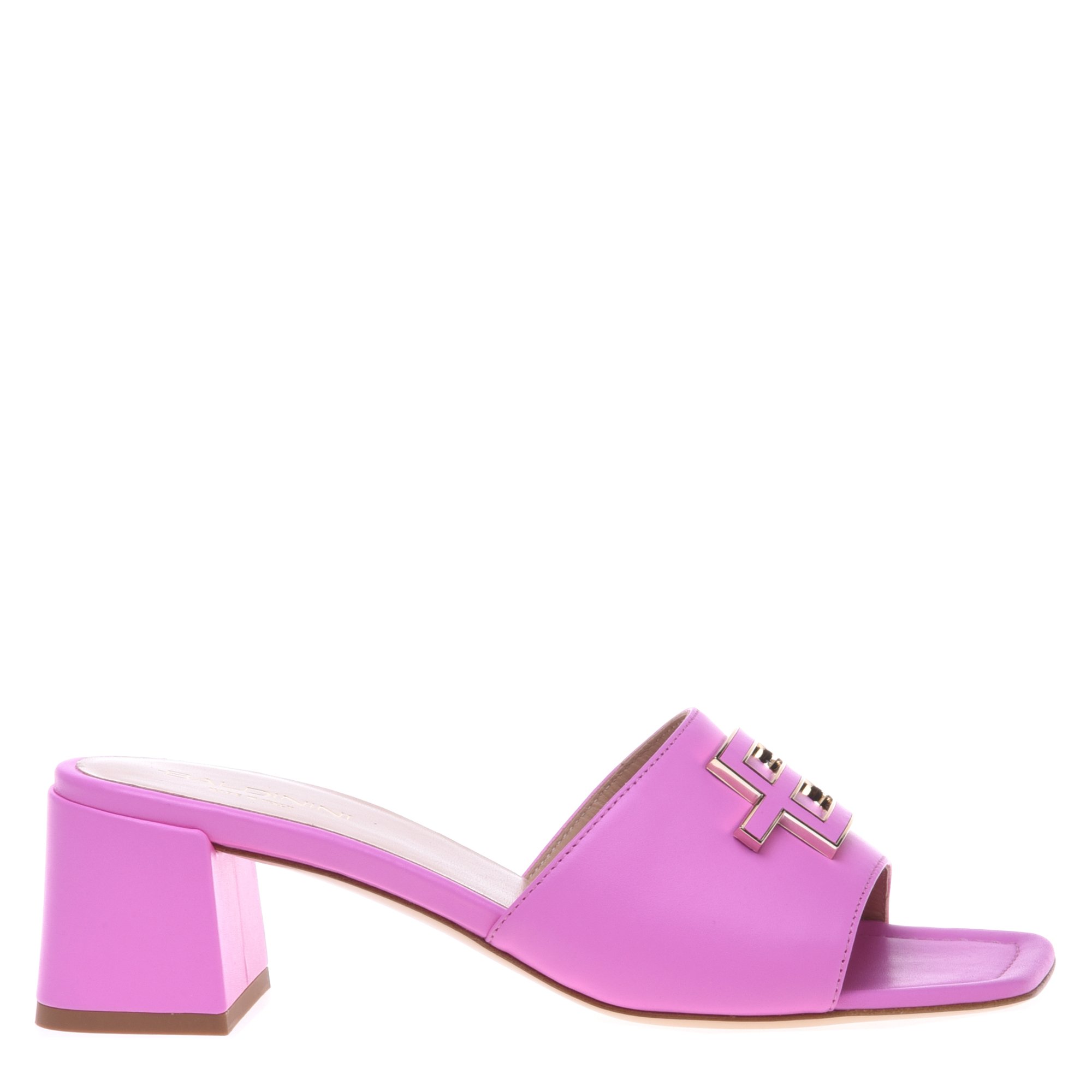 Pink leather clogs image