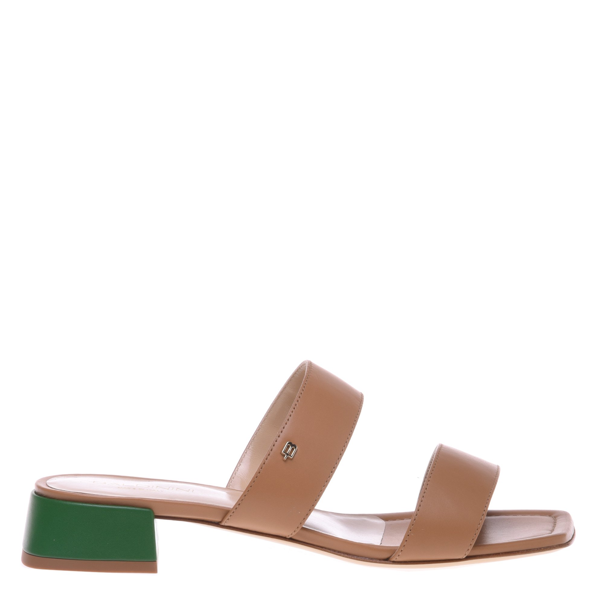 Leather and green leather clogs image