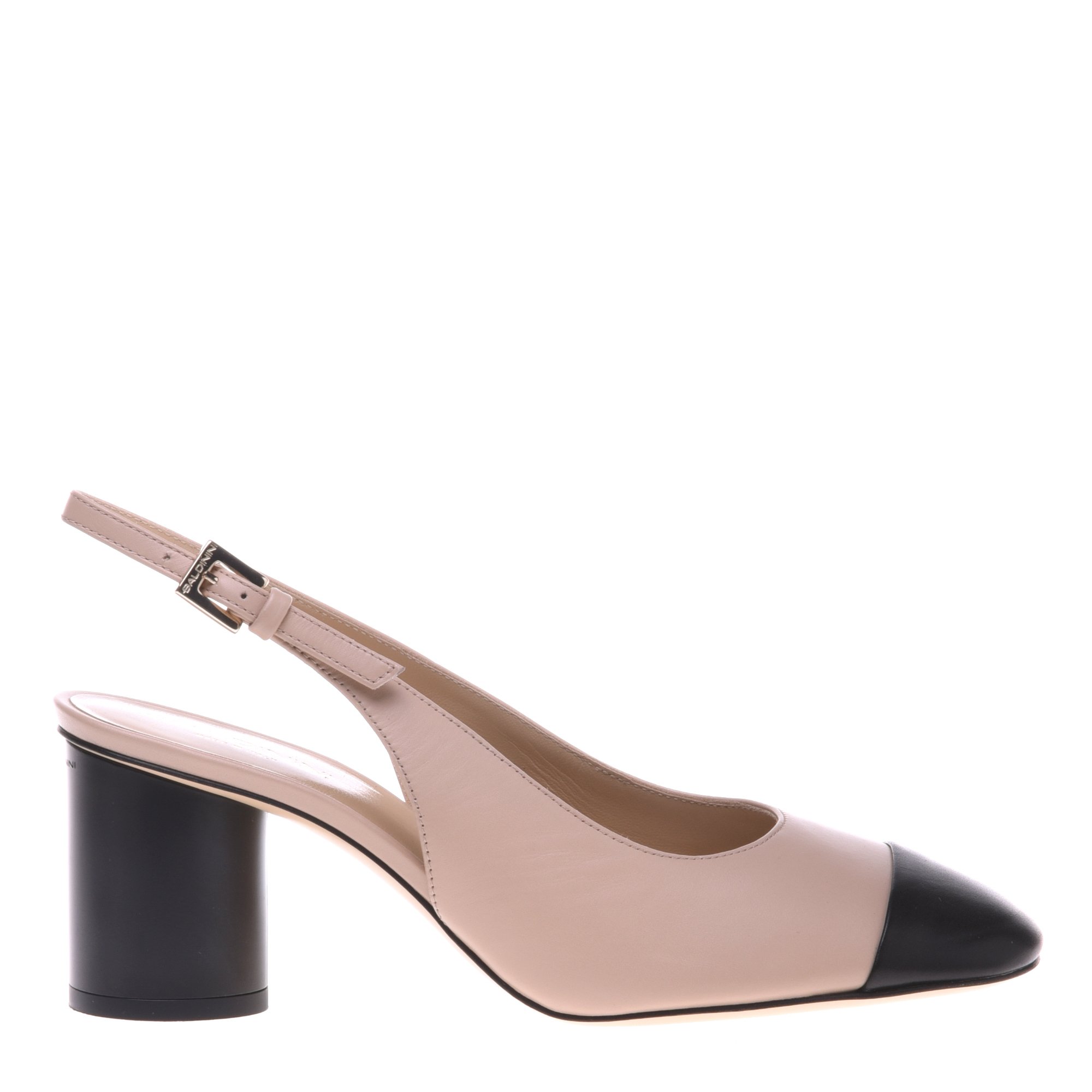 Black and nude leather slingbacks image