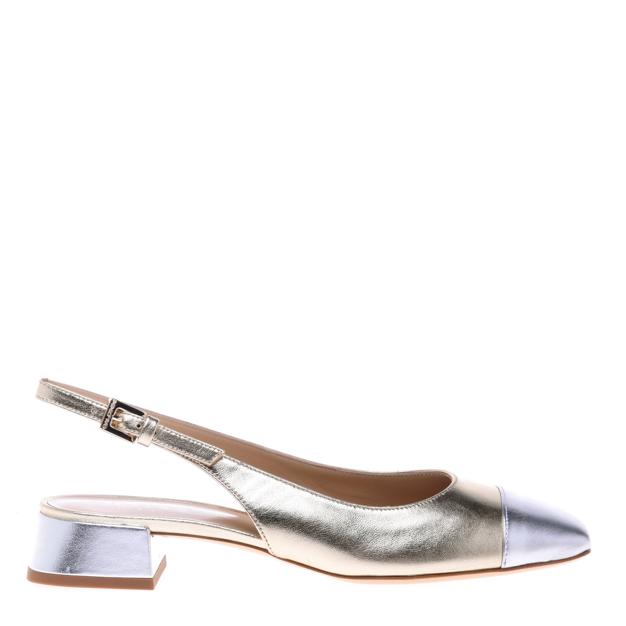 Laminated nappa silver and light gold slingback image