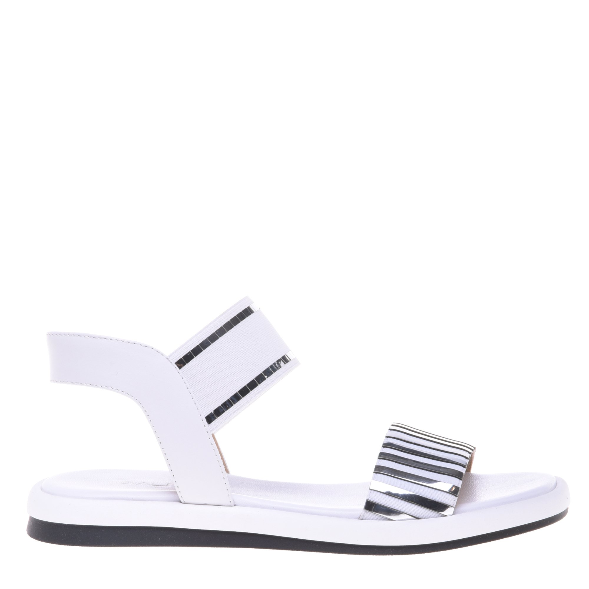 White leather and mirror elastic sandal image