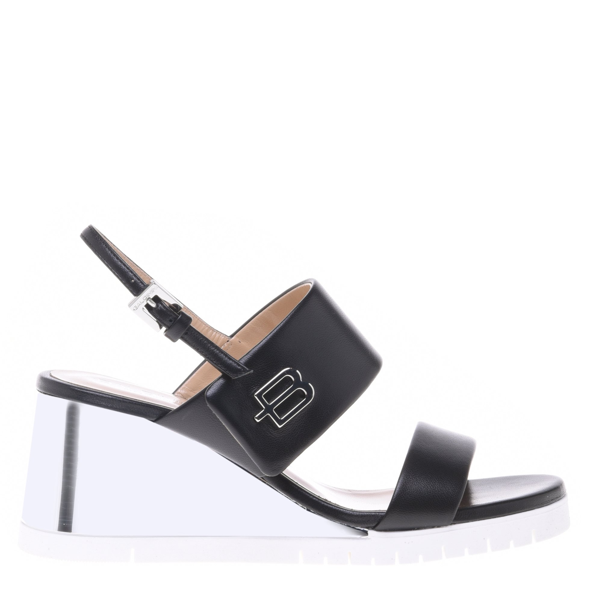 Black nappa leather sandal image