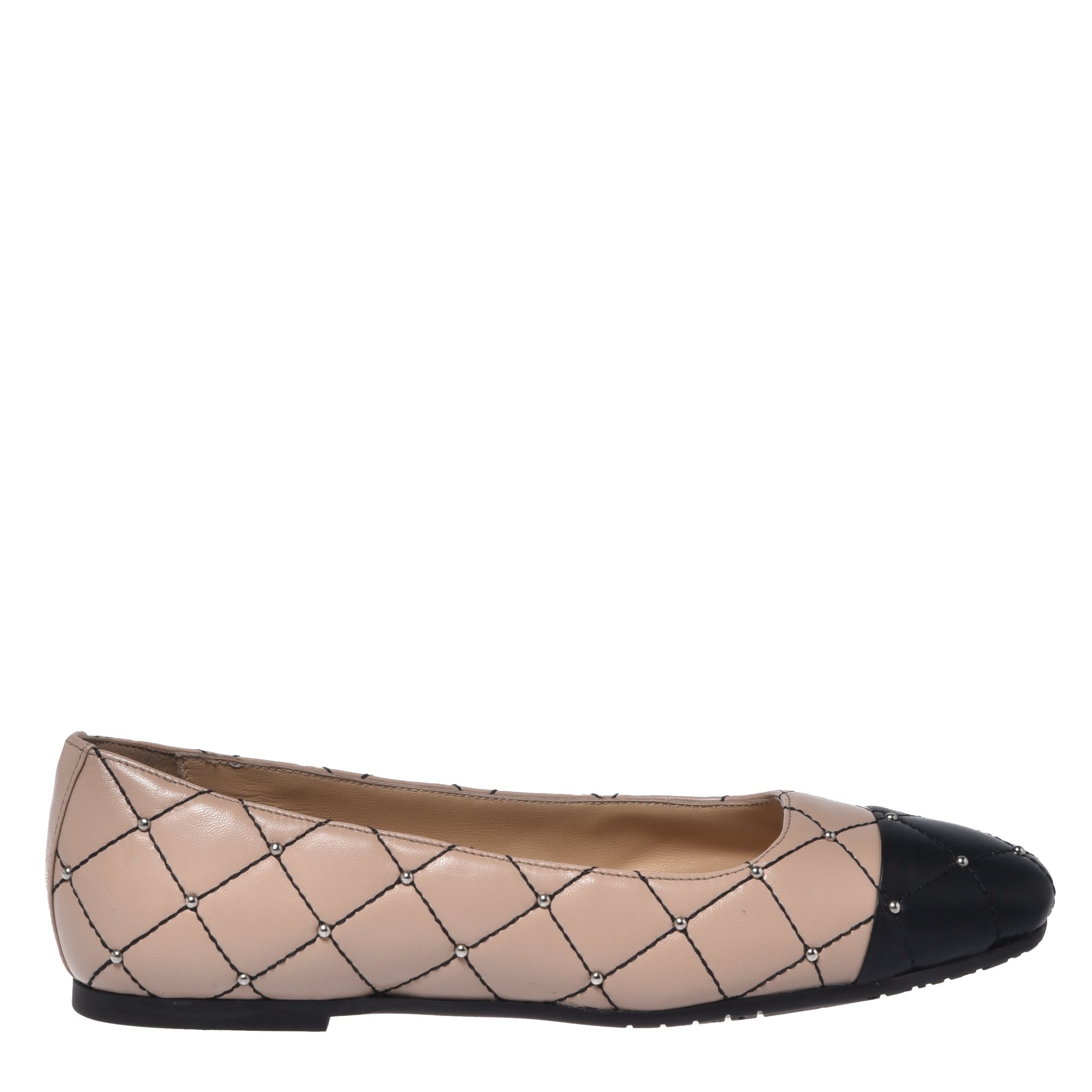 Studded slingback in black and nude quilted nappa image