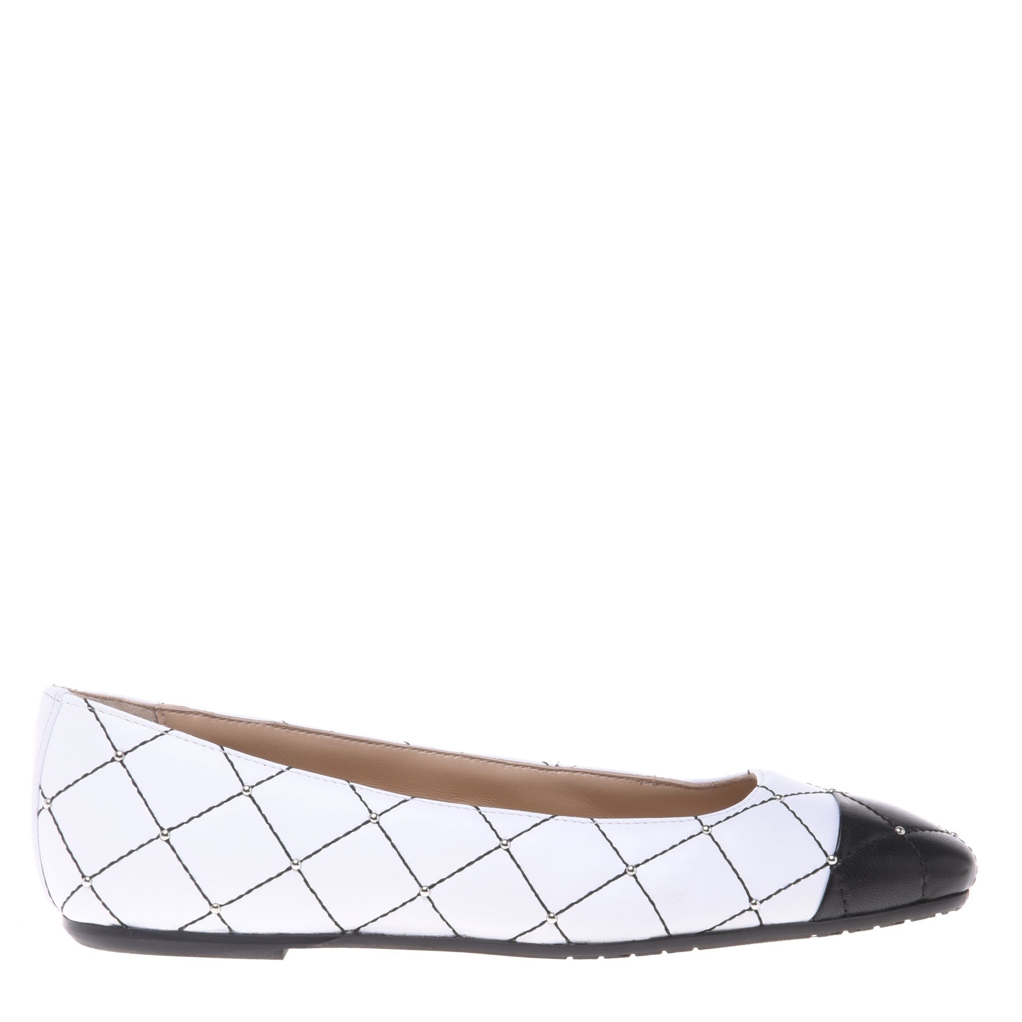 Black and white quilted nappa studded slingback image
