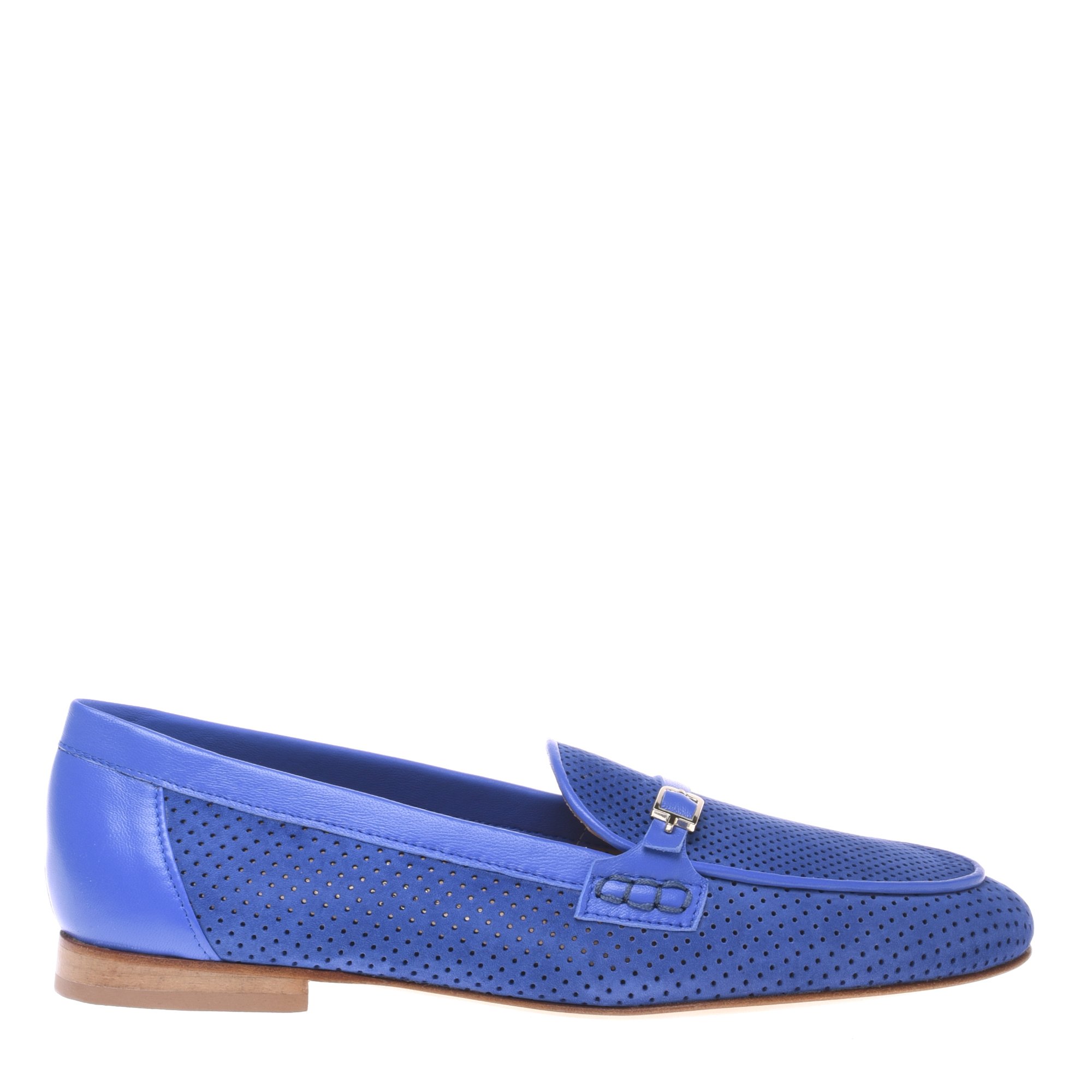 Blue perforated nubuck loafer image