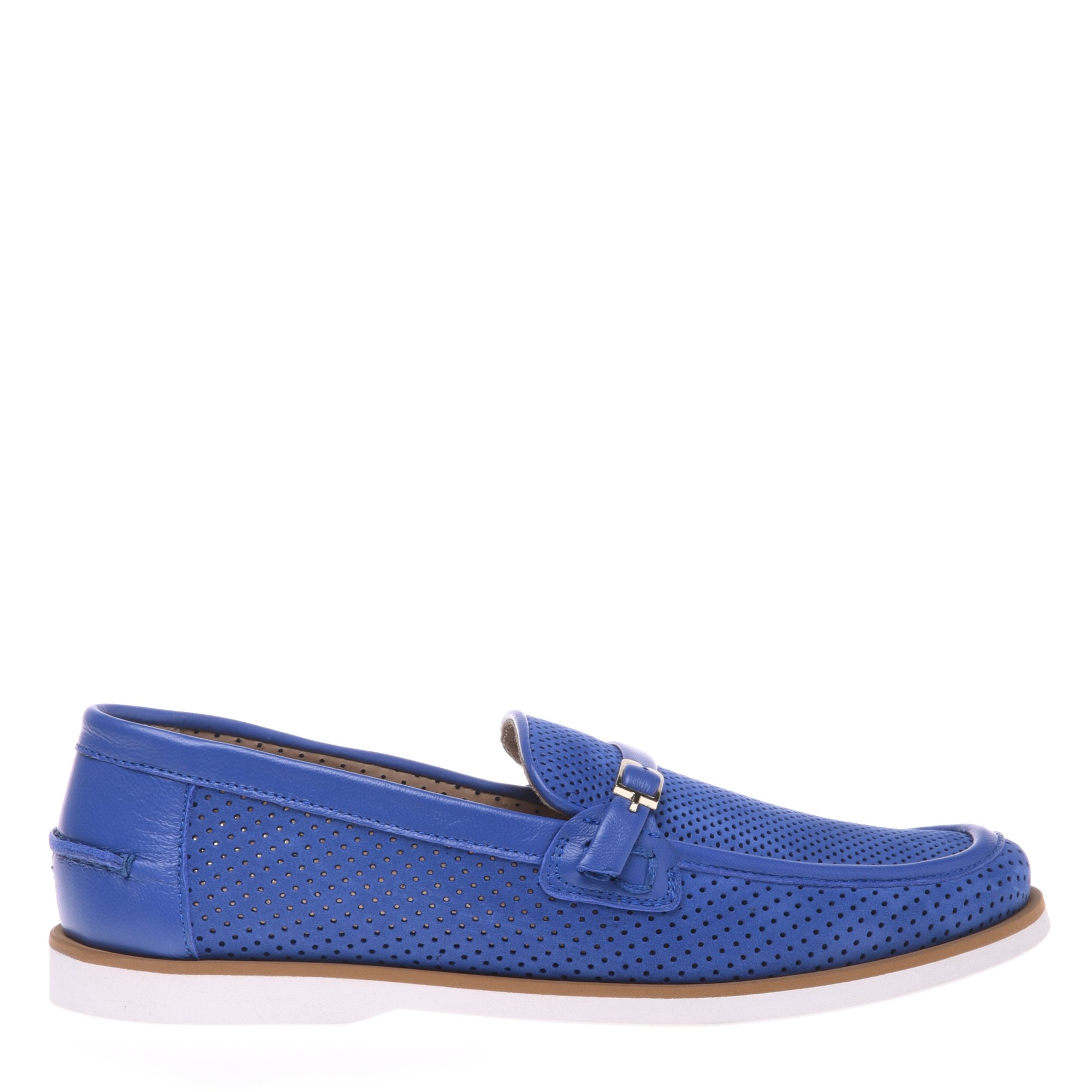 Blue perforated nubuck loafer image