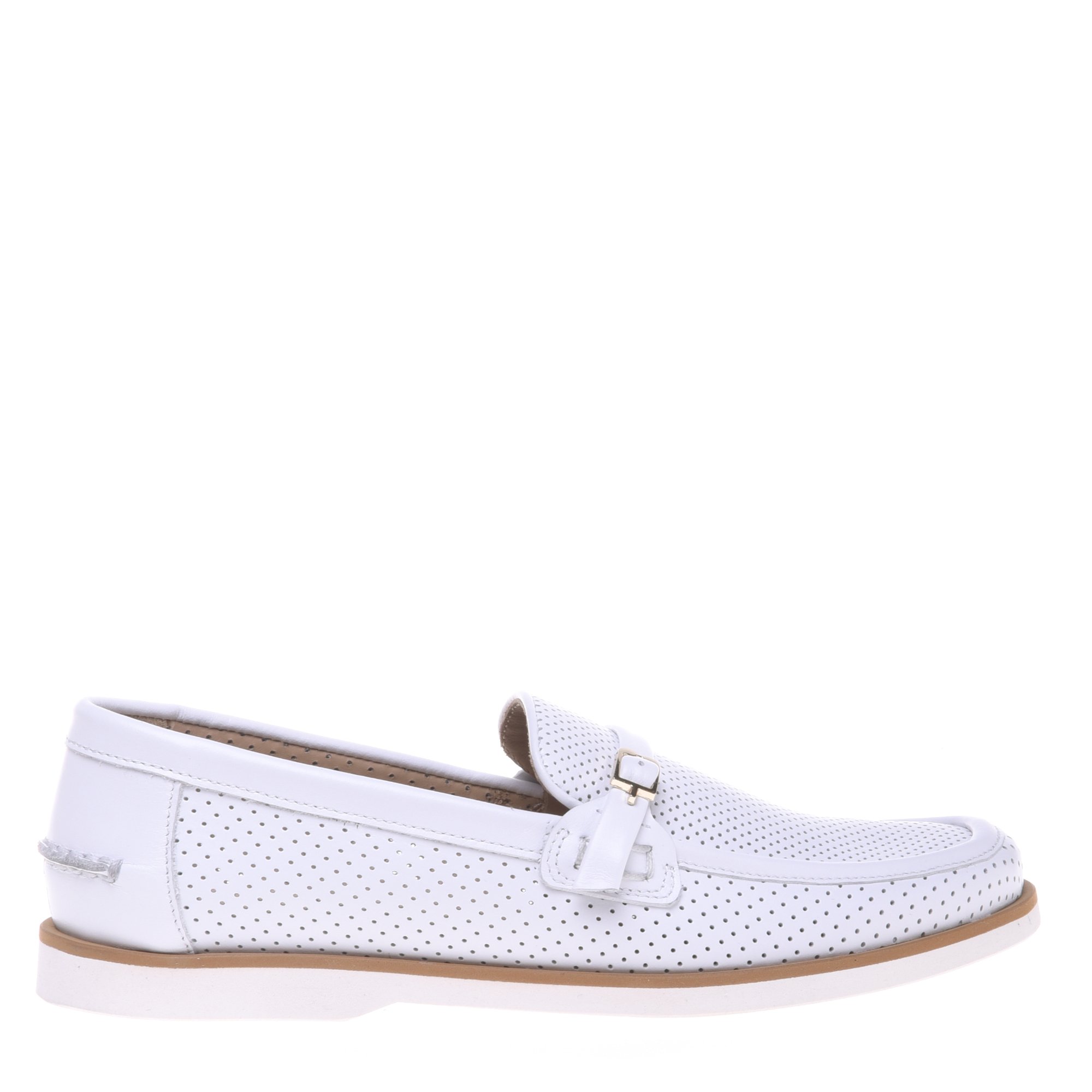 White perforated calfskin loafer image