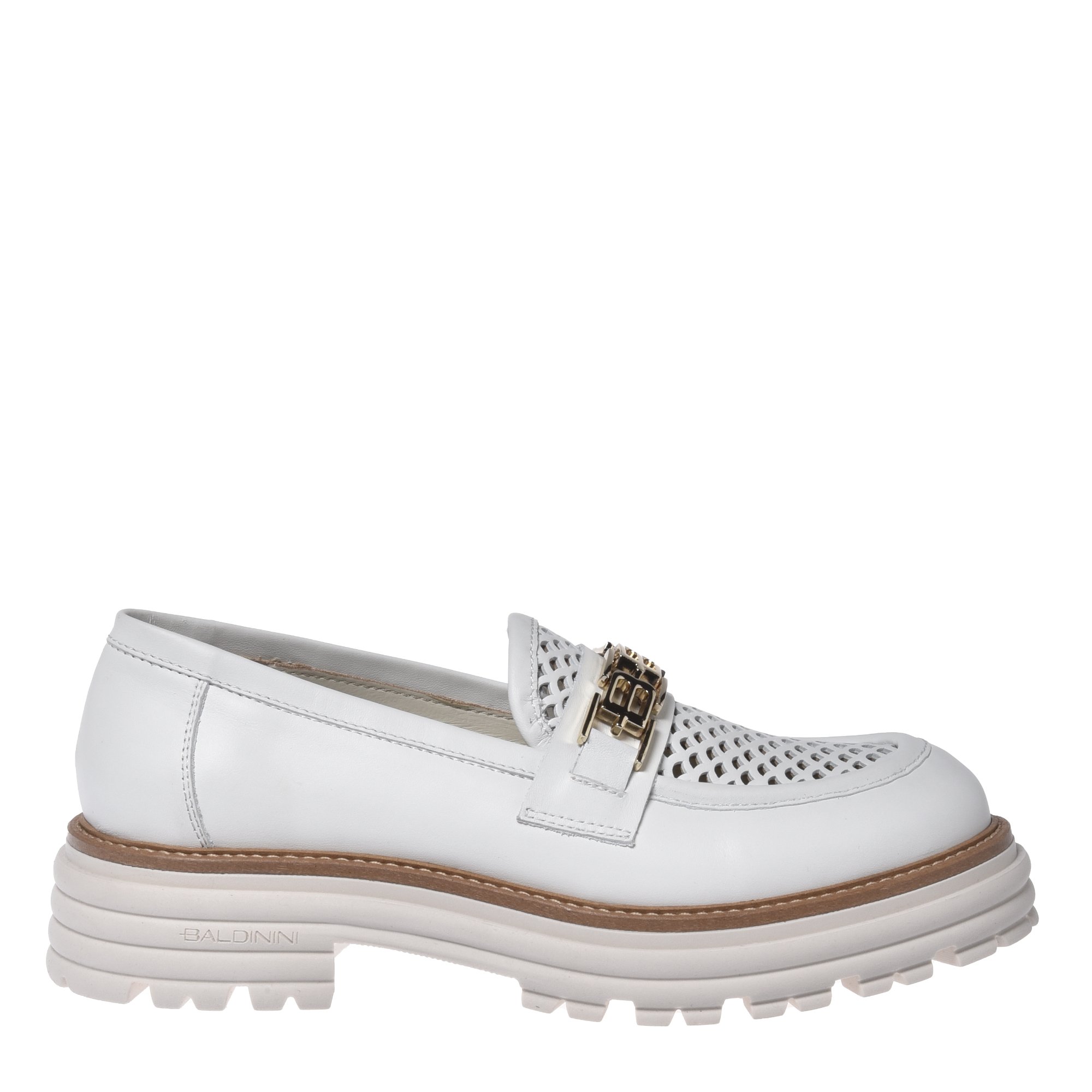 White calf and perforated calf loafer image