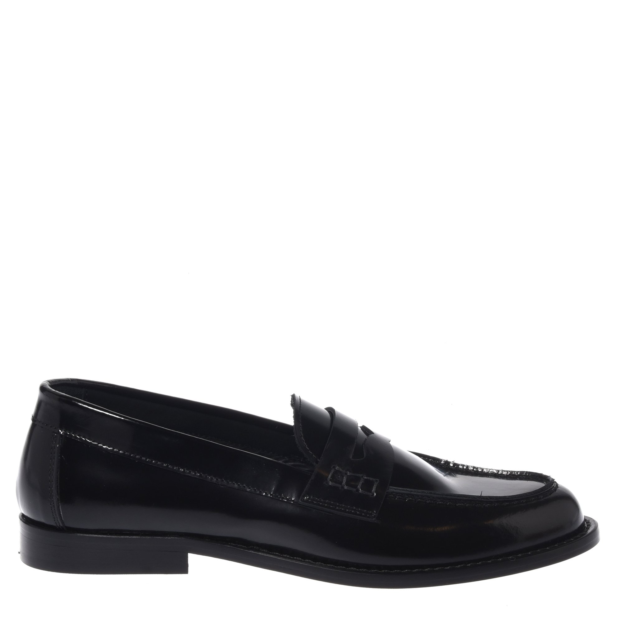 Black brushed leather loafer image