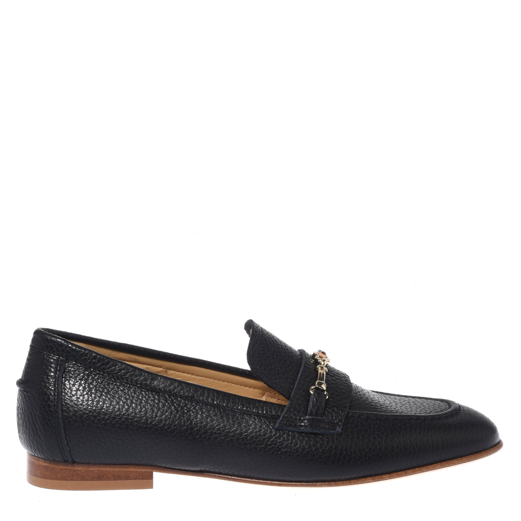 Black tumbled leather loafer image