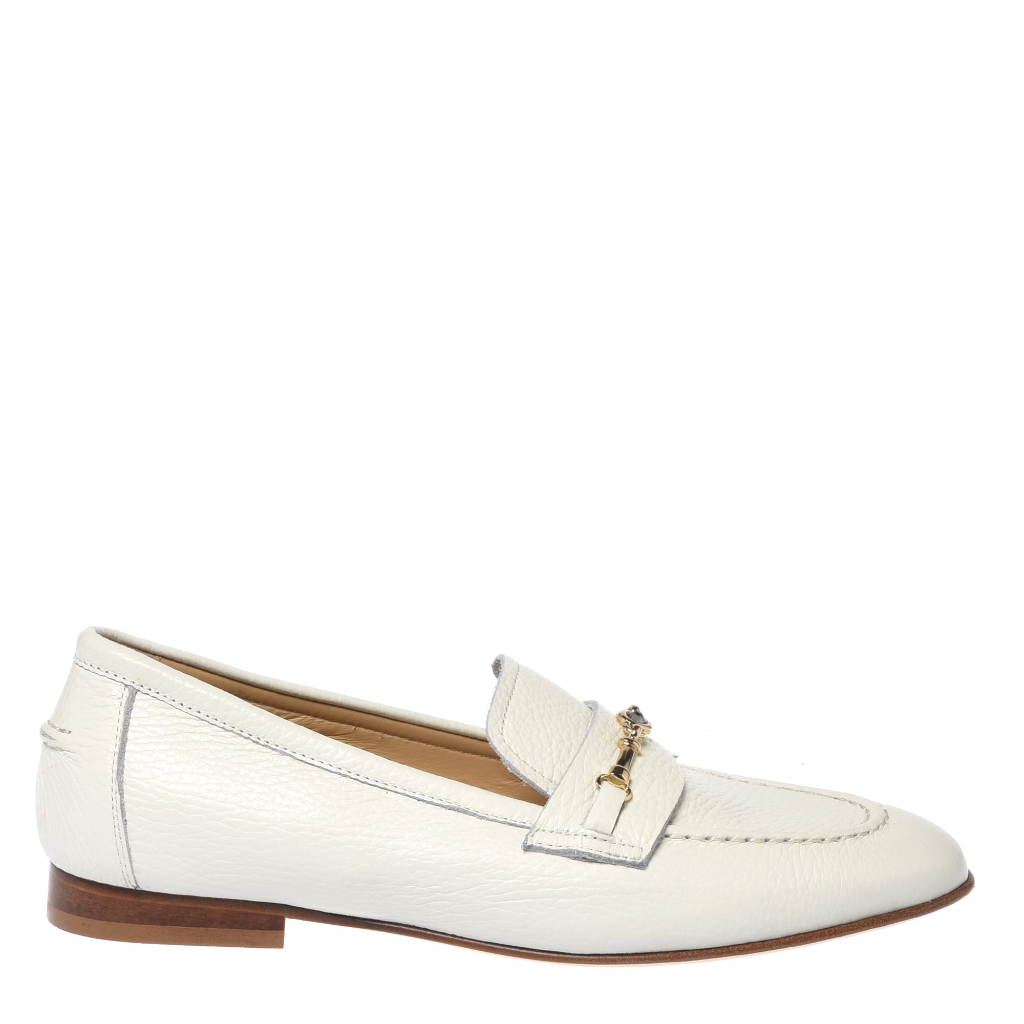 White tumbled leather loafer image
