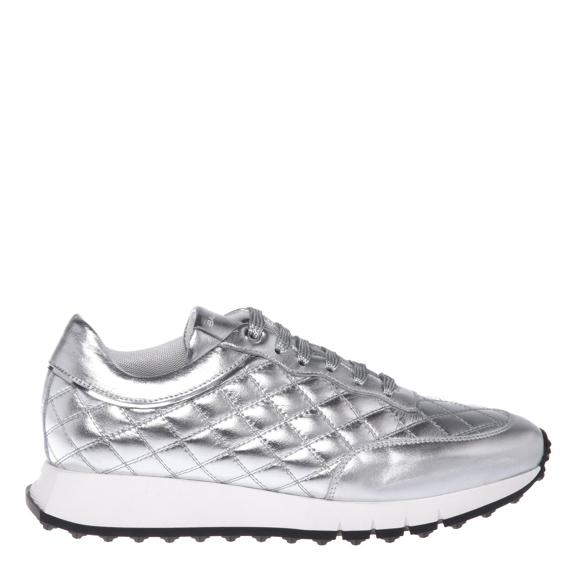 Silver quilted laminated nappa sneaker image