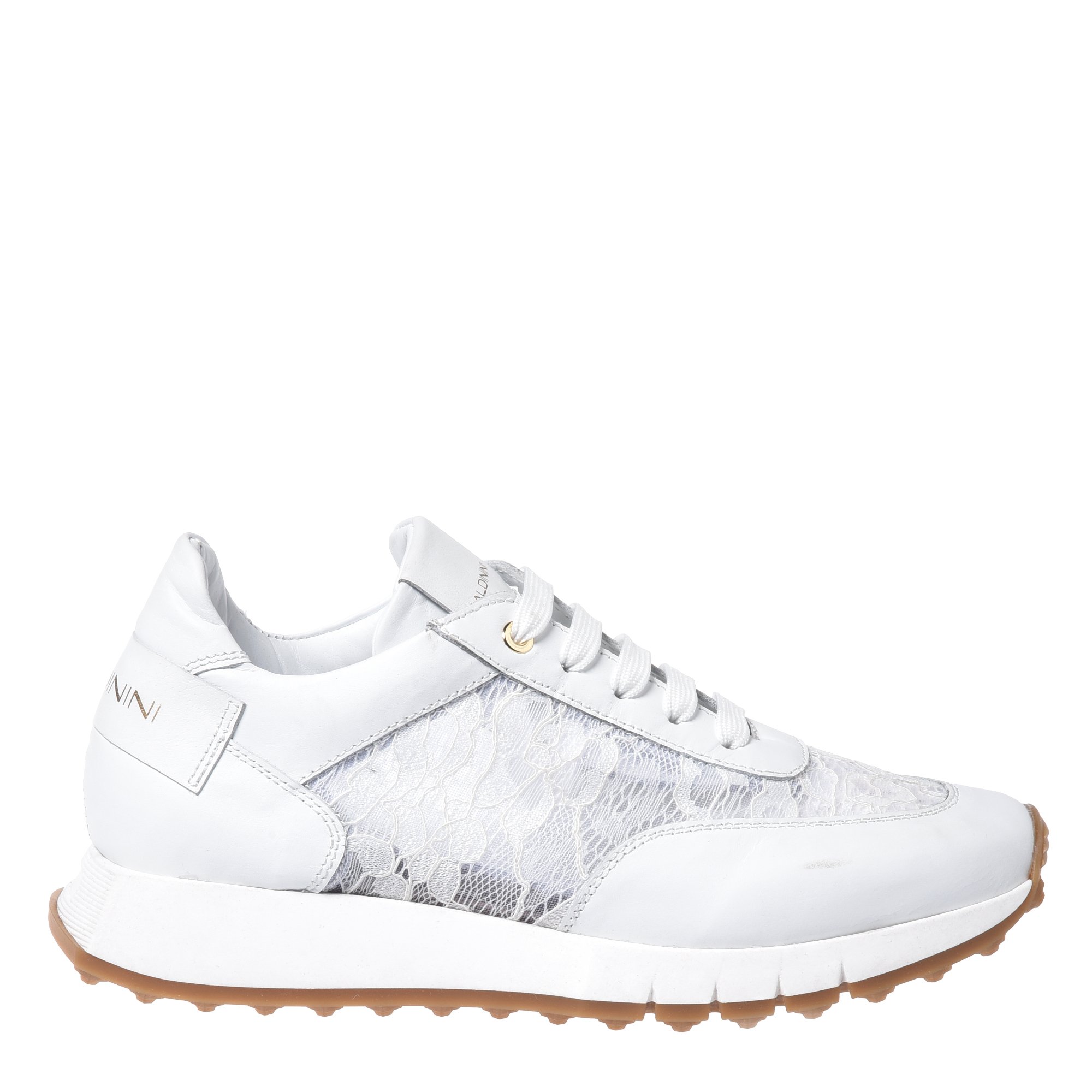 White nappa and lace sneaker image