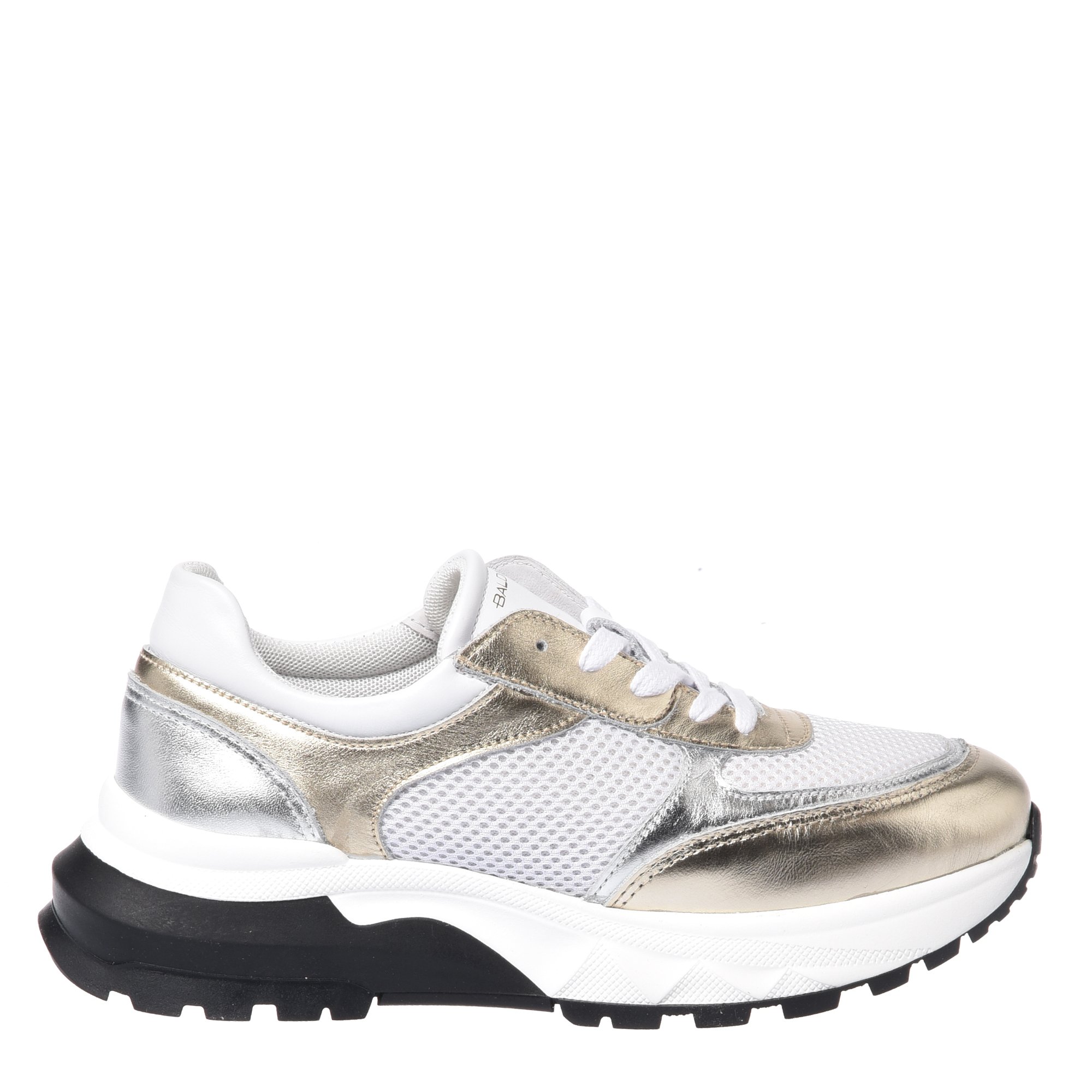 Light gold nappa and white mesh sneaker image