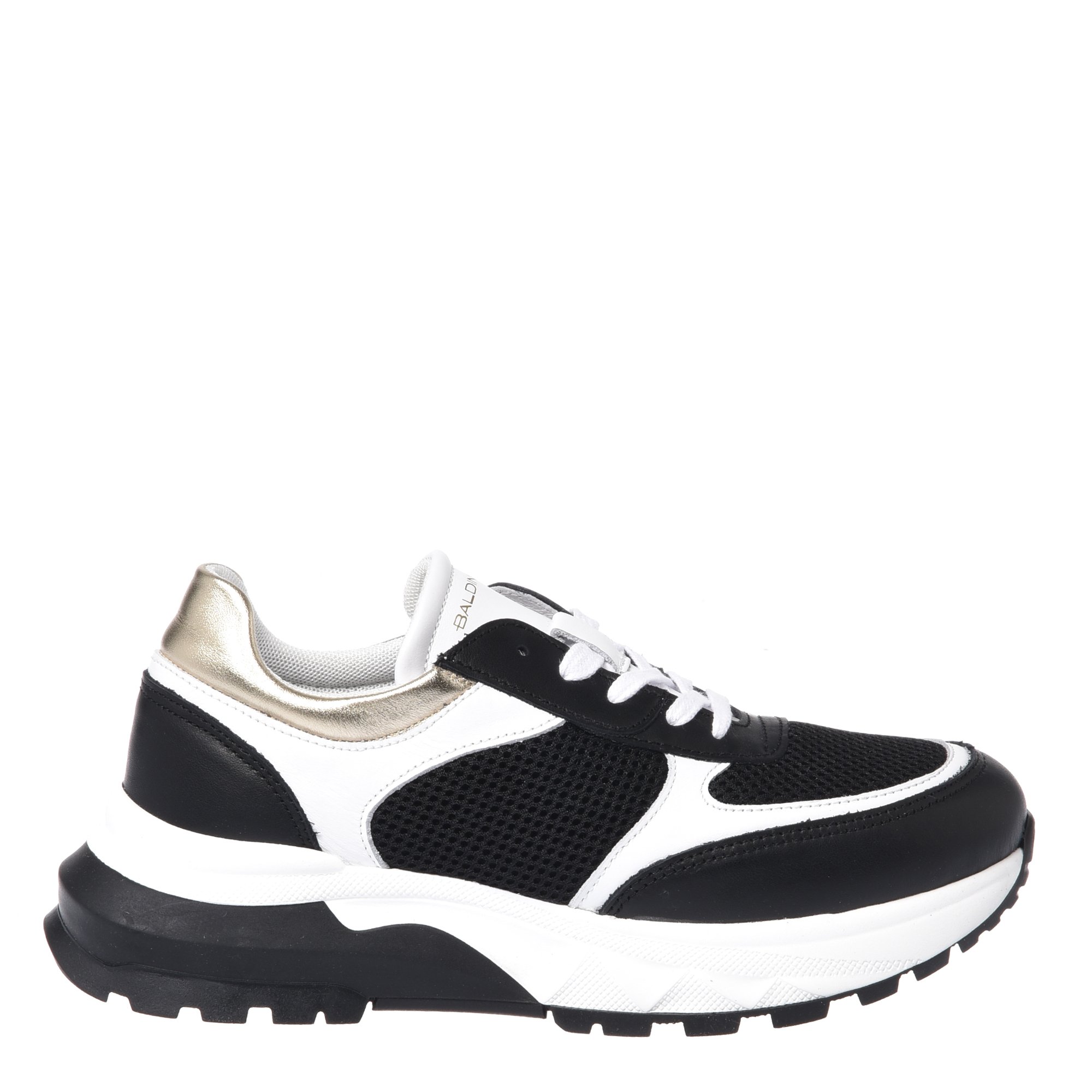 Black leather and mesh sneaker image
