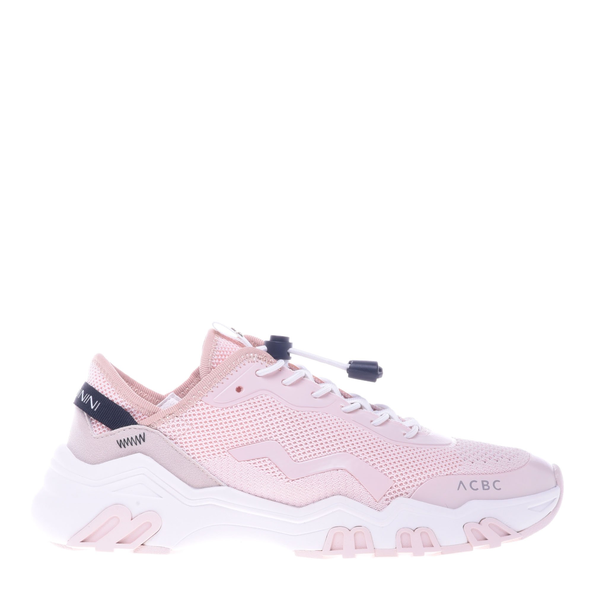 Pink imitation leather trainer image