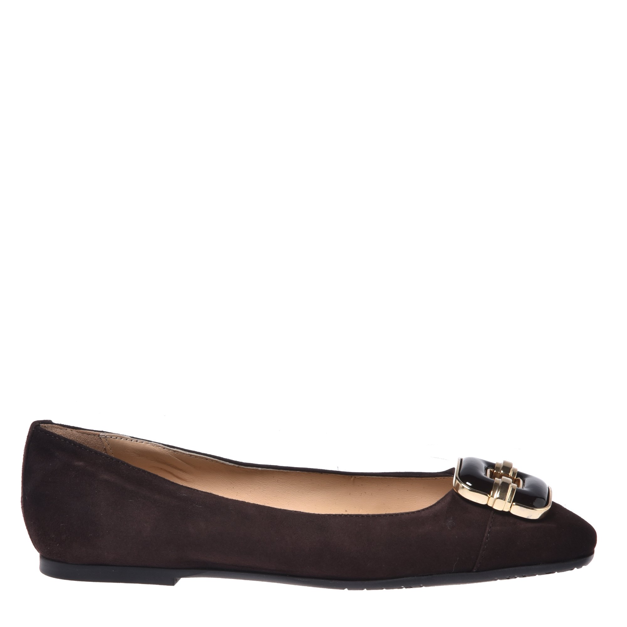 Dark brown suede ballerina flats image