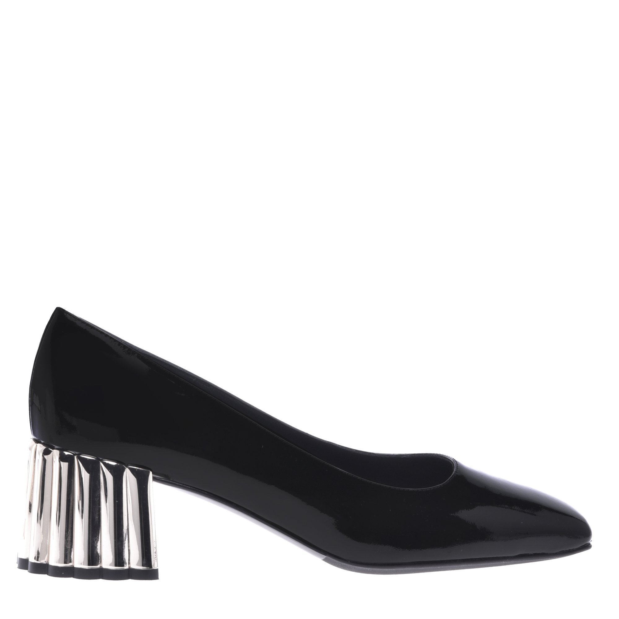 Black patent leather court shoes image
