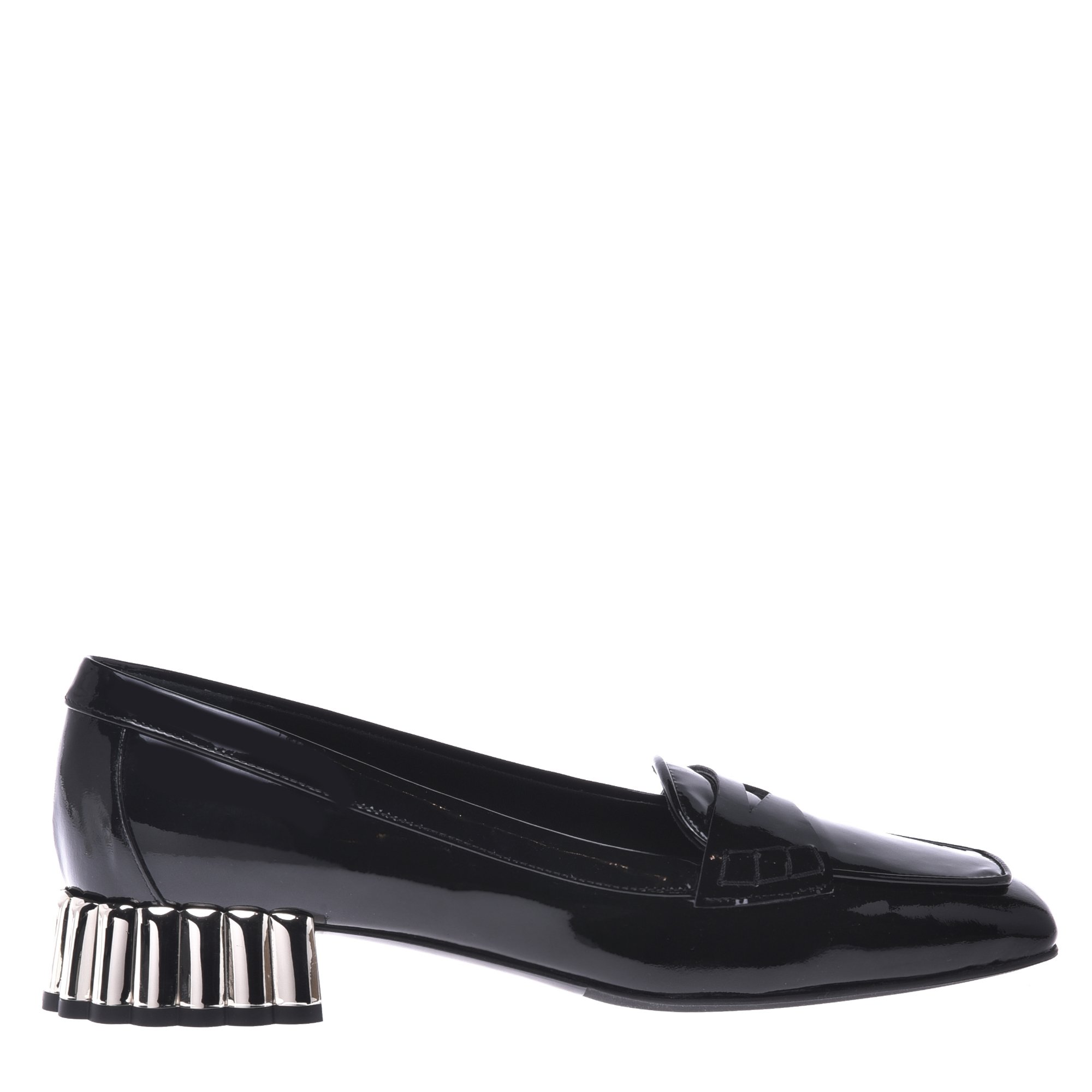 Black patent leather court shoes image