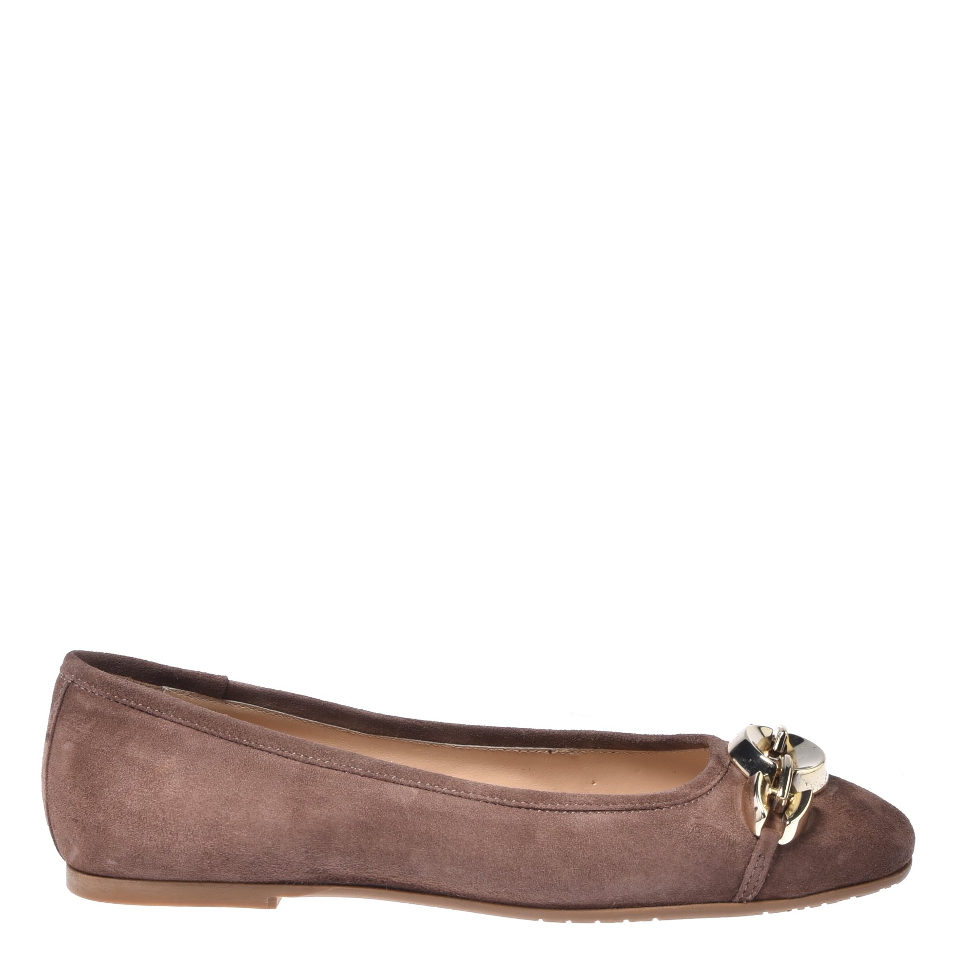 Taupe suede ballerina flats image
