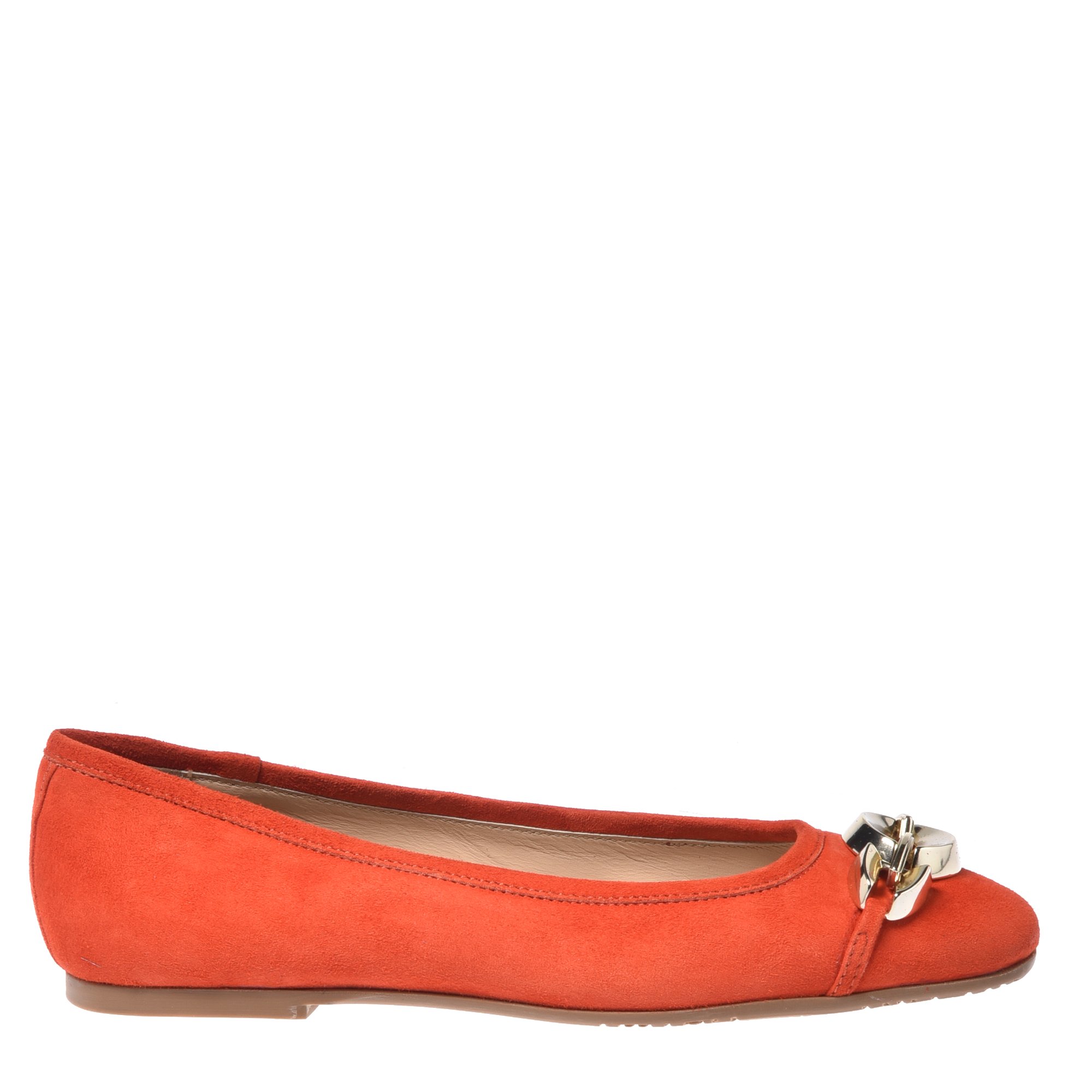 Orange suede ballerina flats image