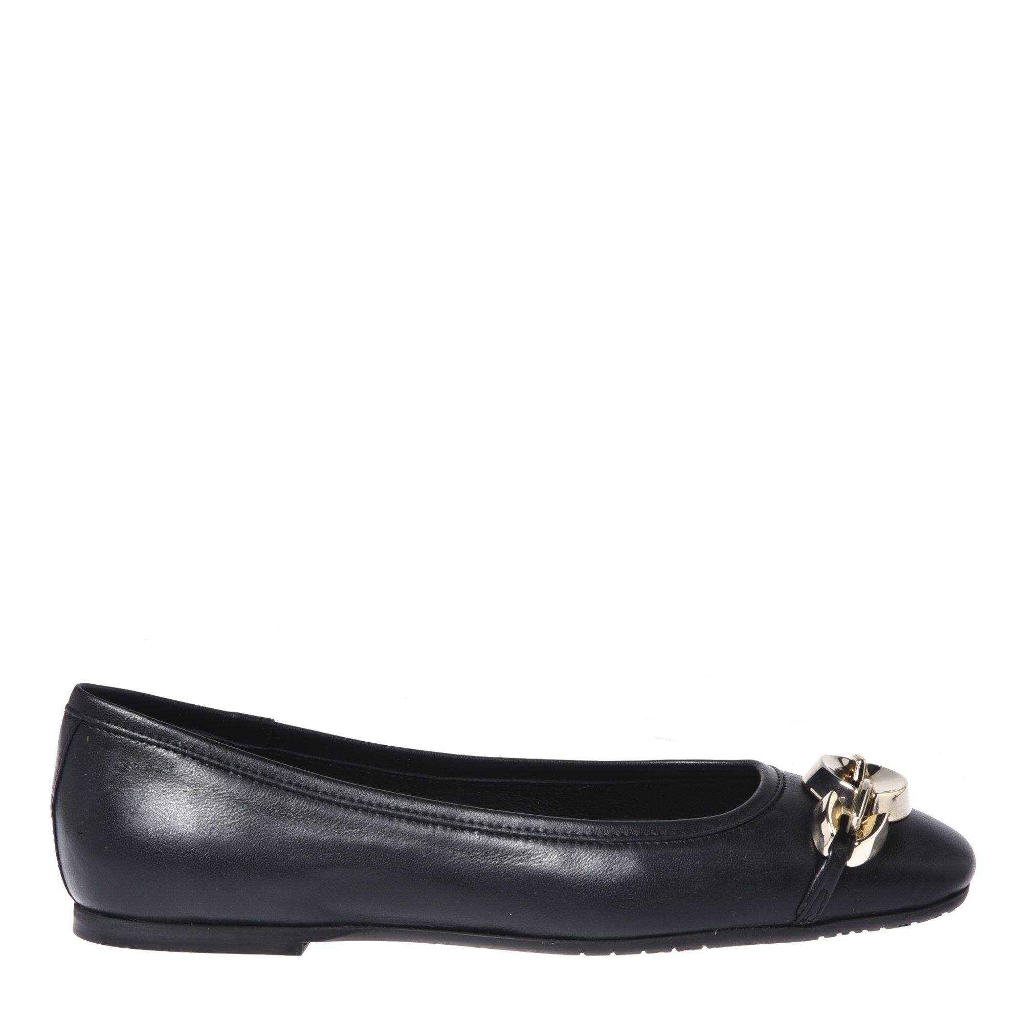 Black Nappa leather ballerina flats image