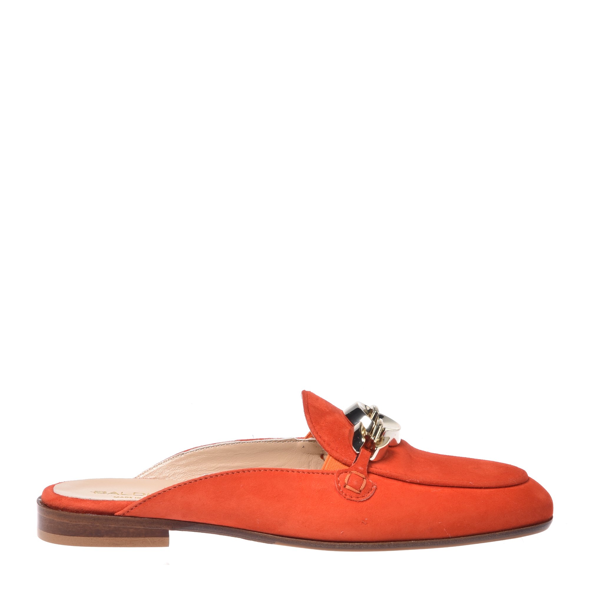 Orange suede clogs image