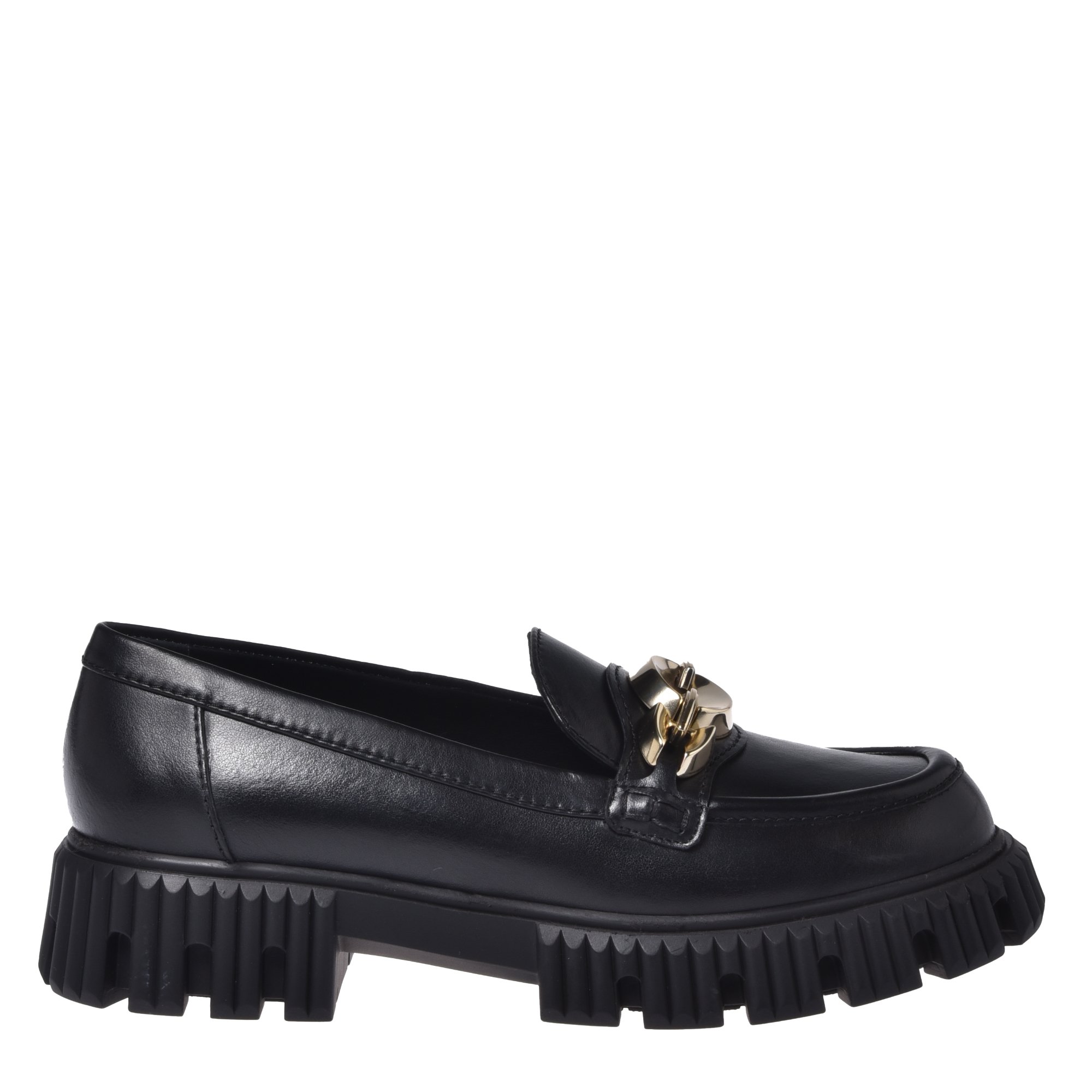 Black leather loafers image
