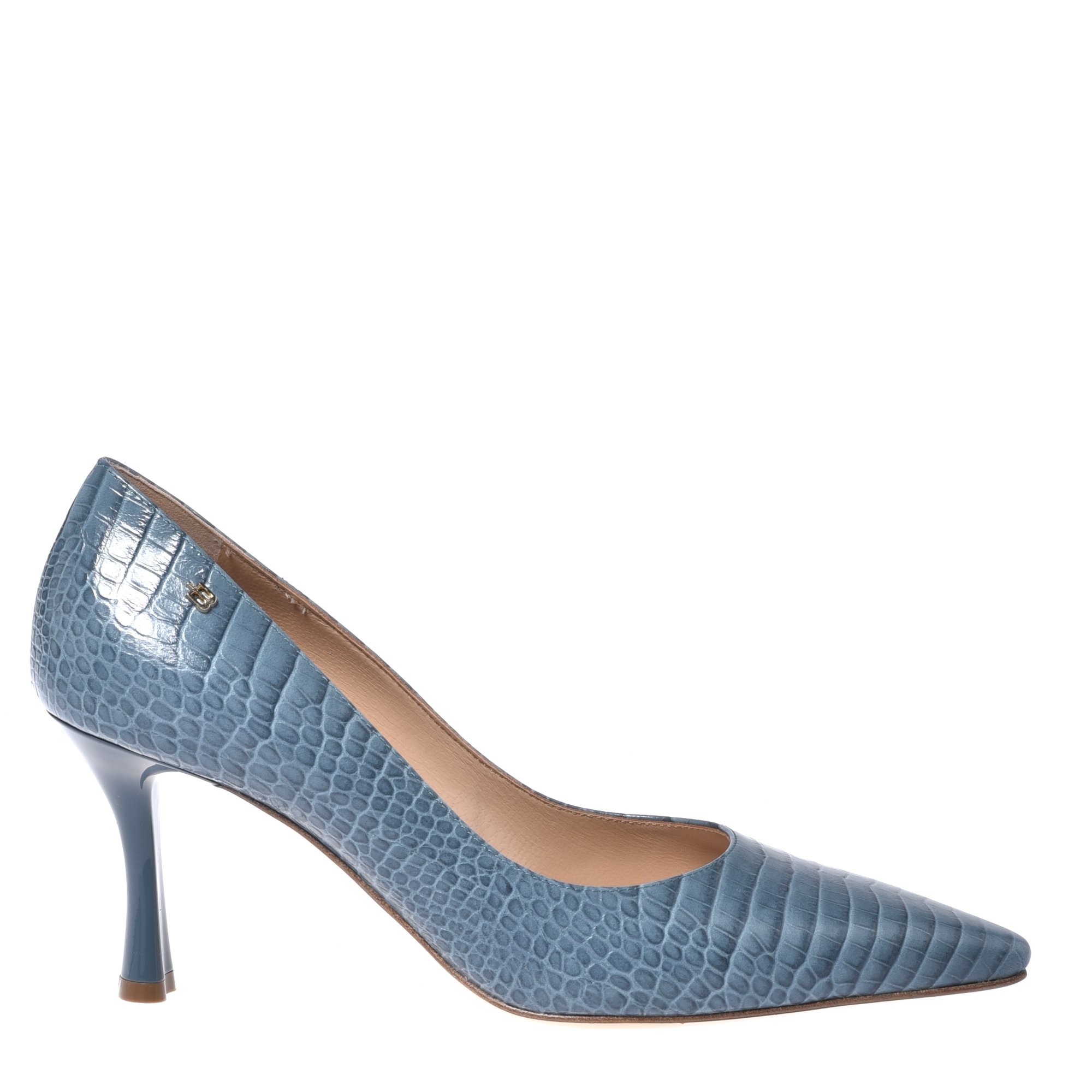 Air force blue crocodile print court shoes image