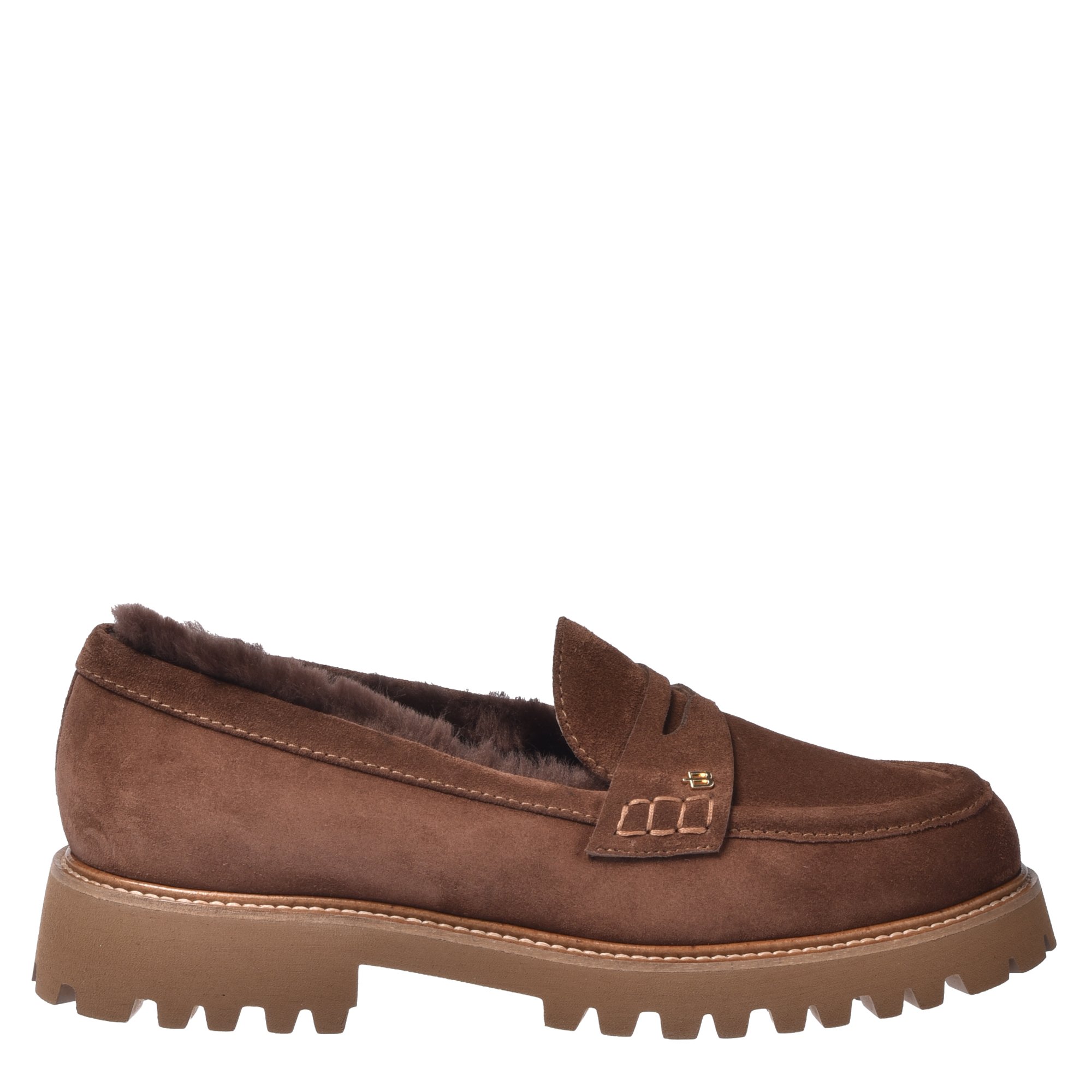 Taupe suede leather loafers image
