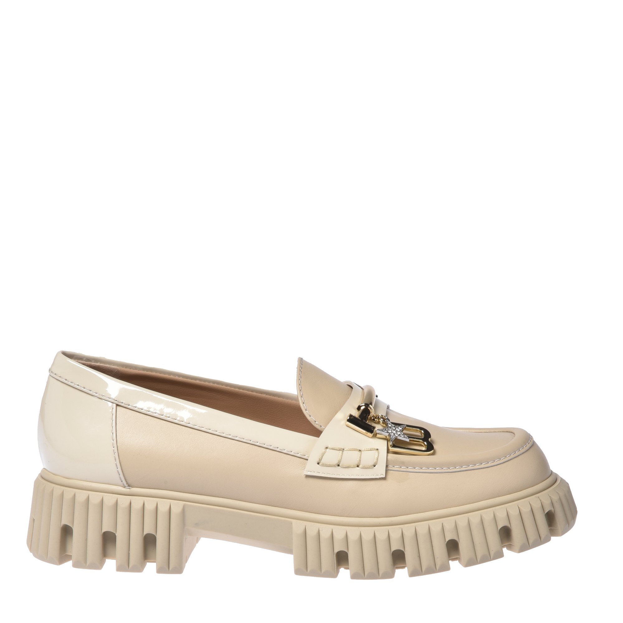 Vanilla leather and patent leather loafers image
