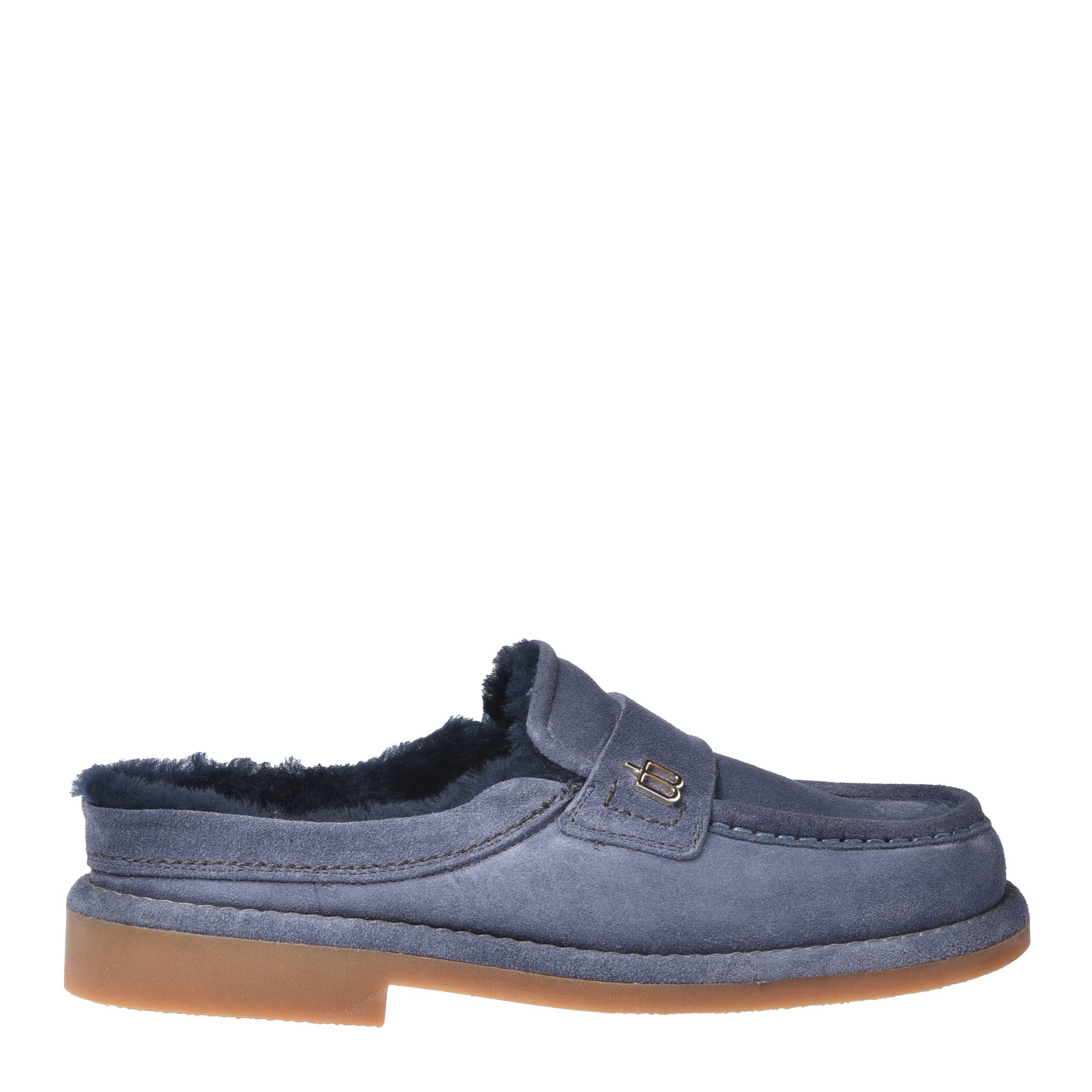 Air force blue suede leather clogs image
