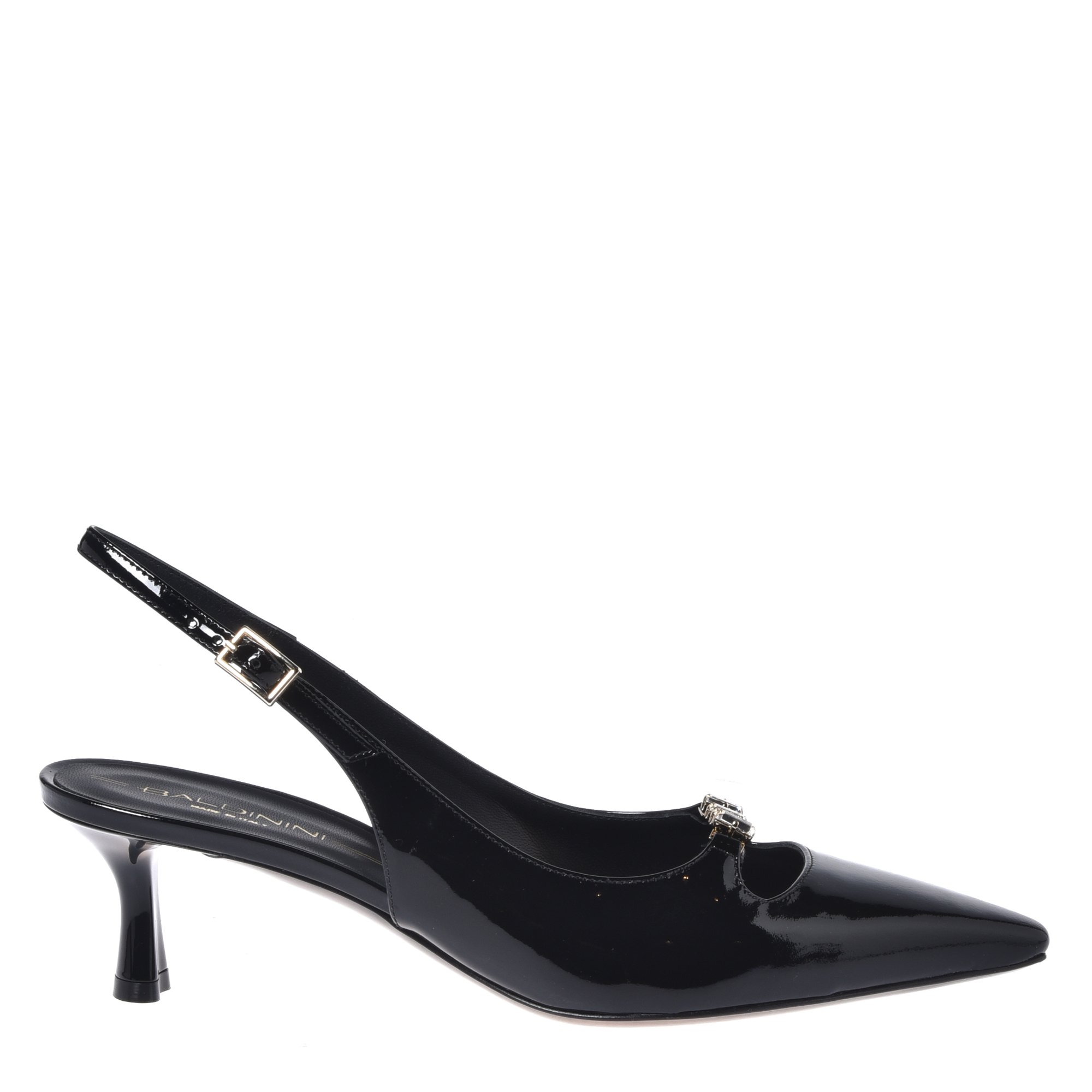 Black patent leather slingbacks image