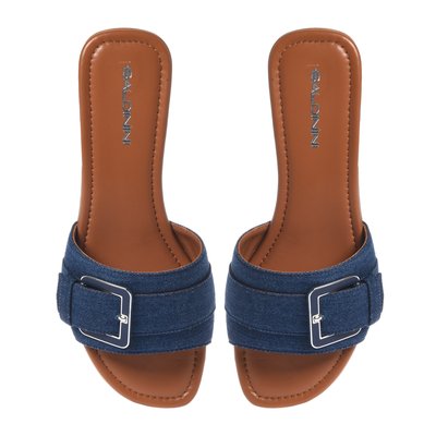 Blue denim mule