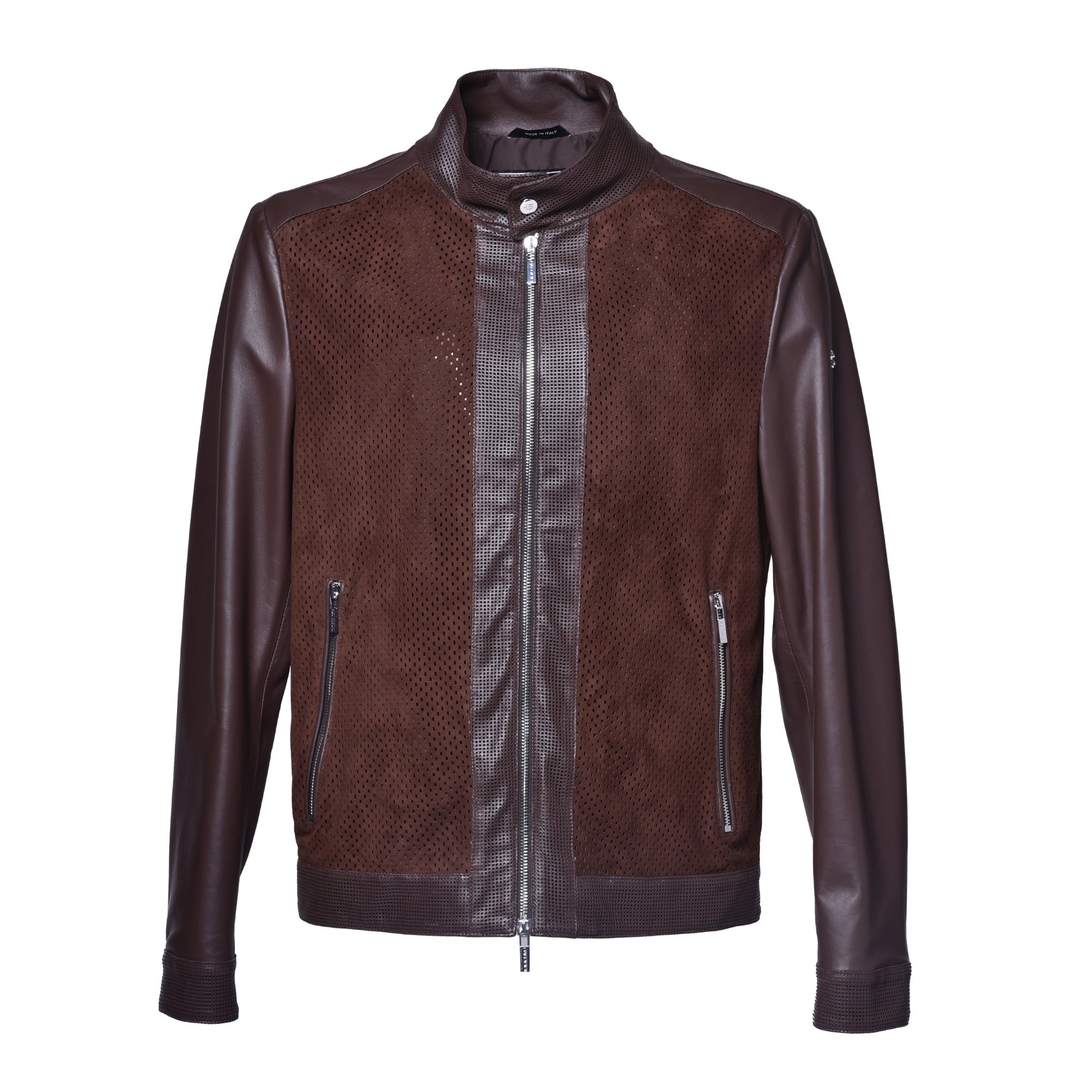 Jacket in dark brown nappa and suede image