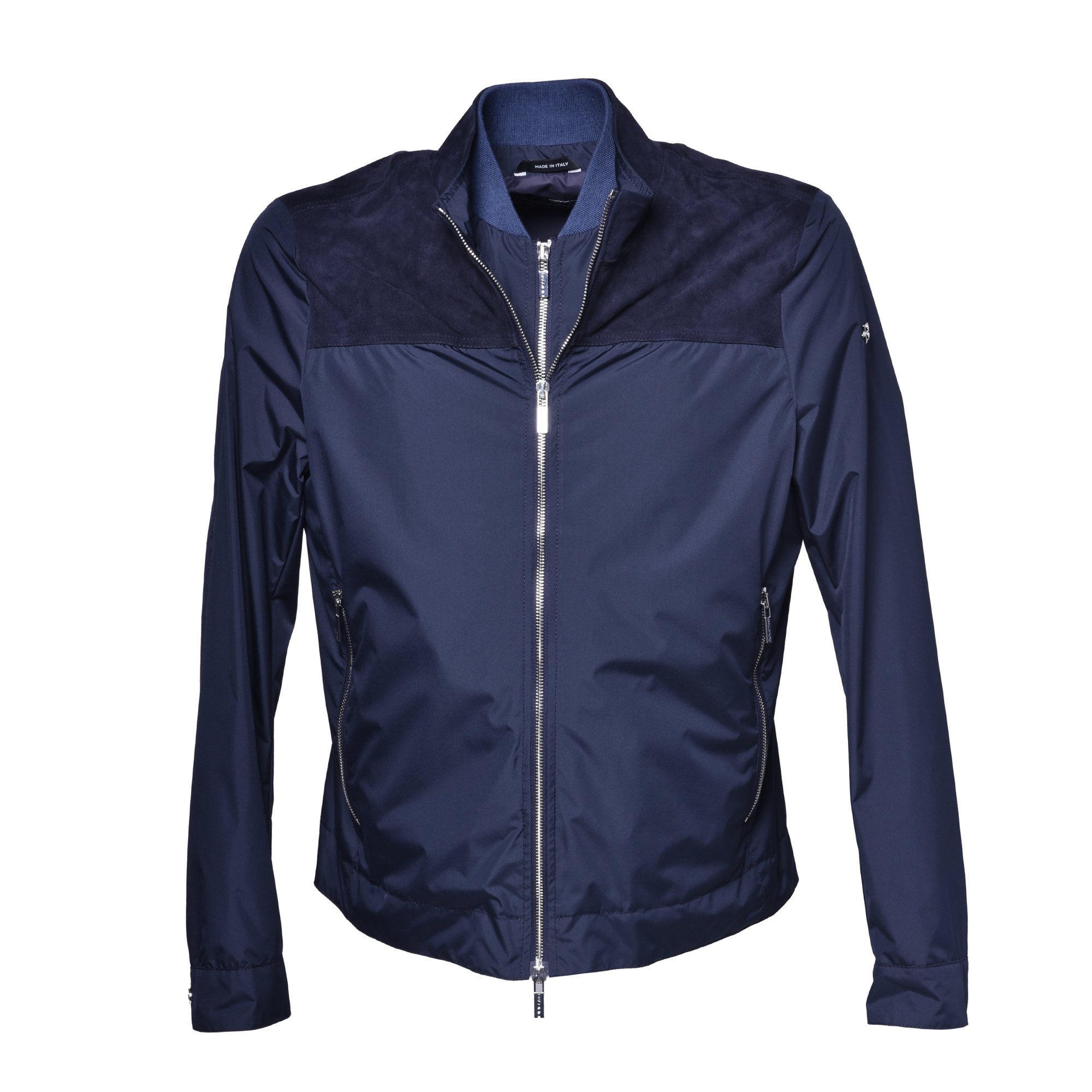 Down jacket in navy blue fabric image