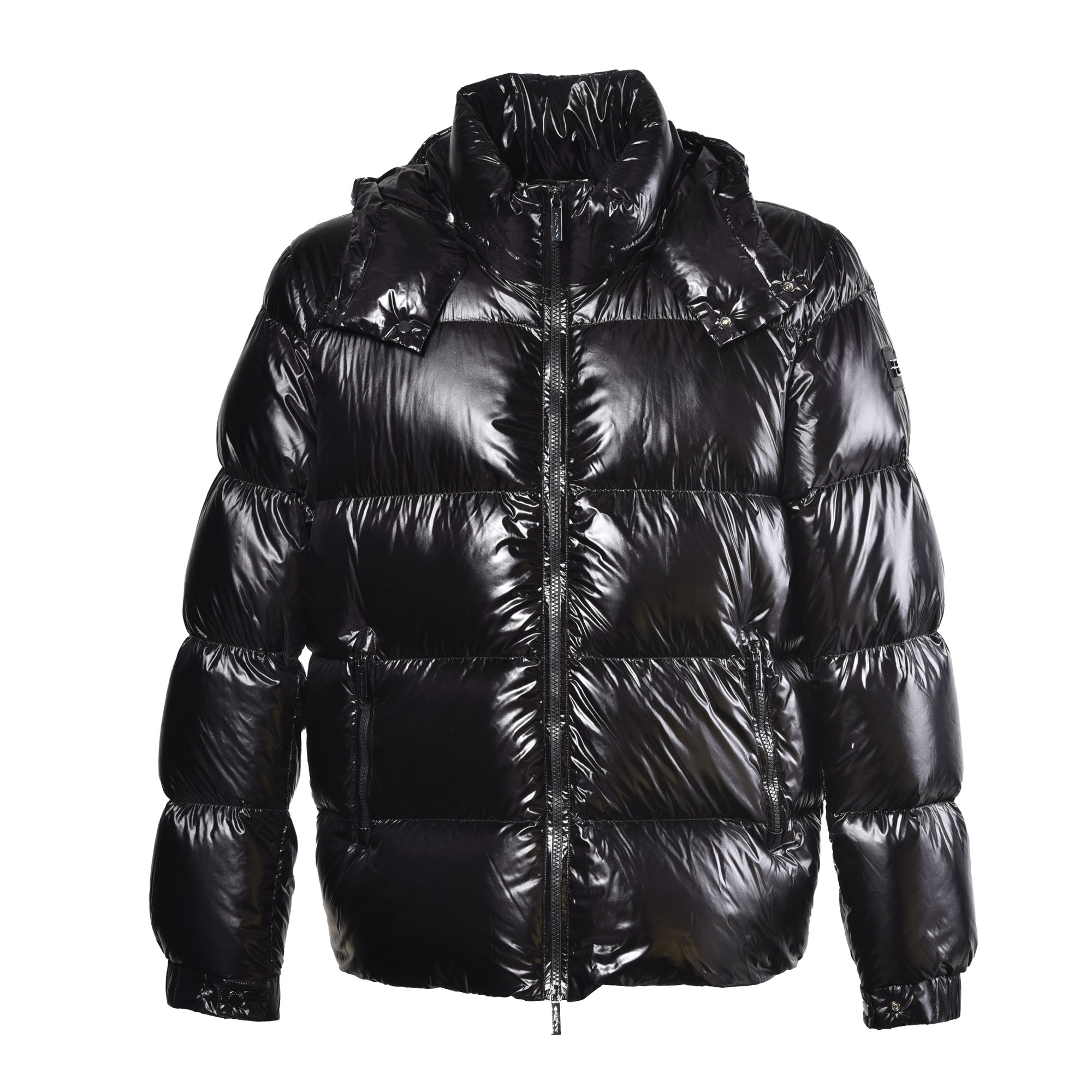 Black nylon down jacket image