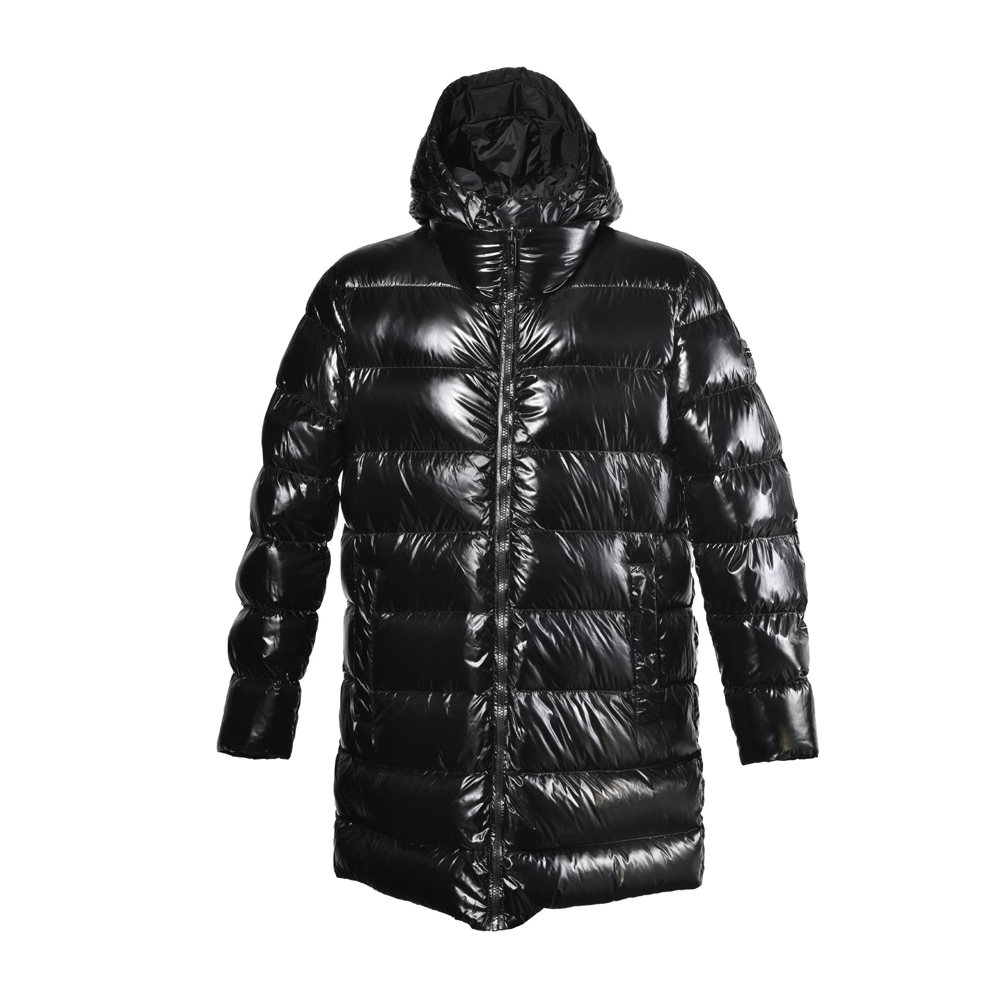 Black nylon down jacket image