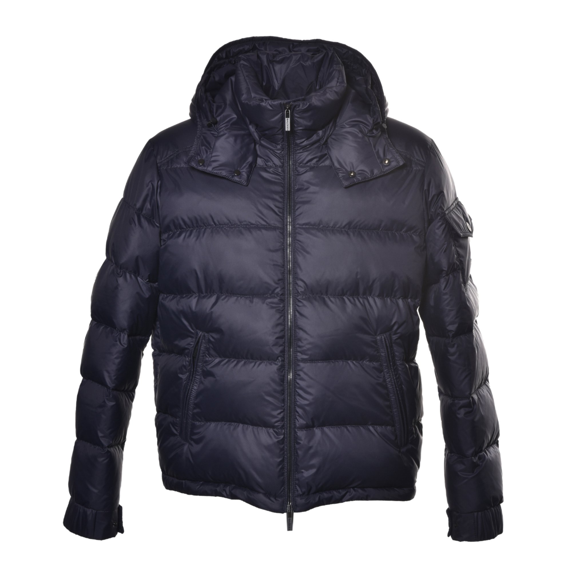 Dark blue nylon down jacket image