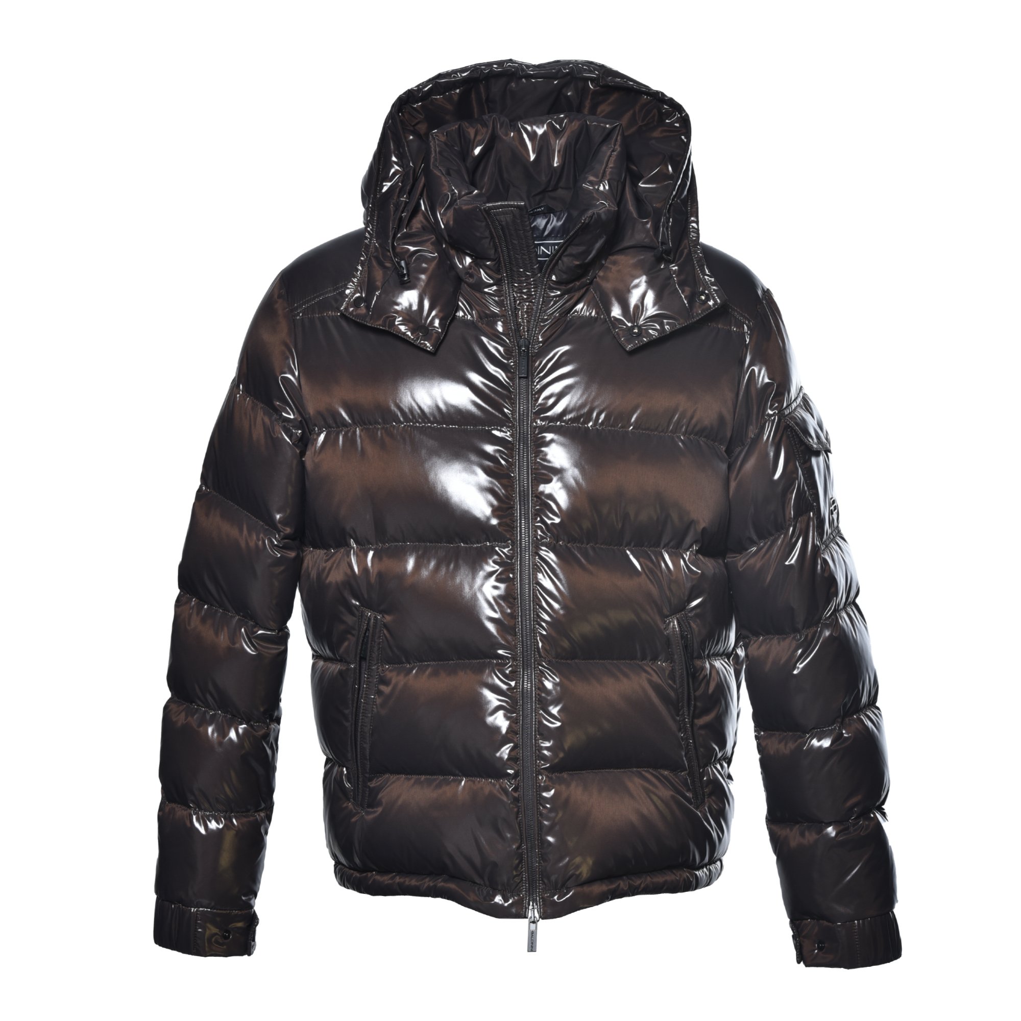 Dark brown nylon down jacket image