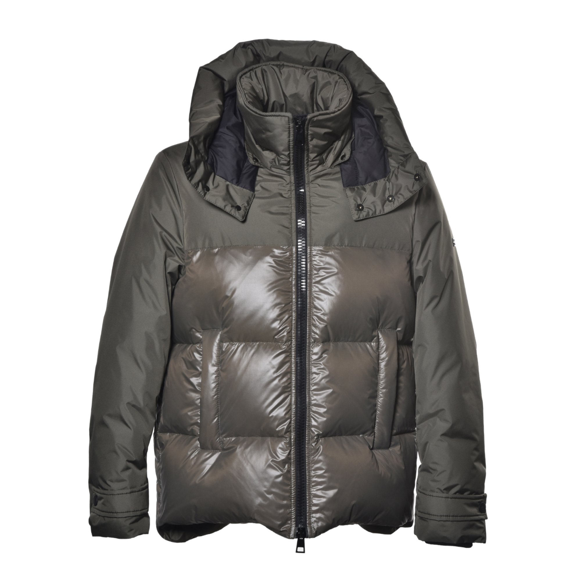 Down jacket in dark green nylon image