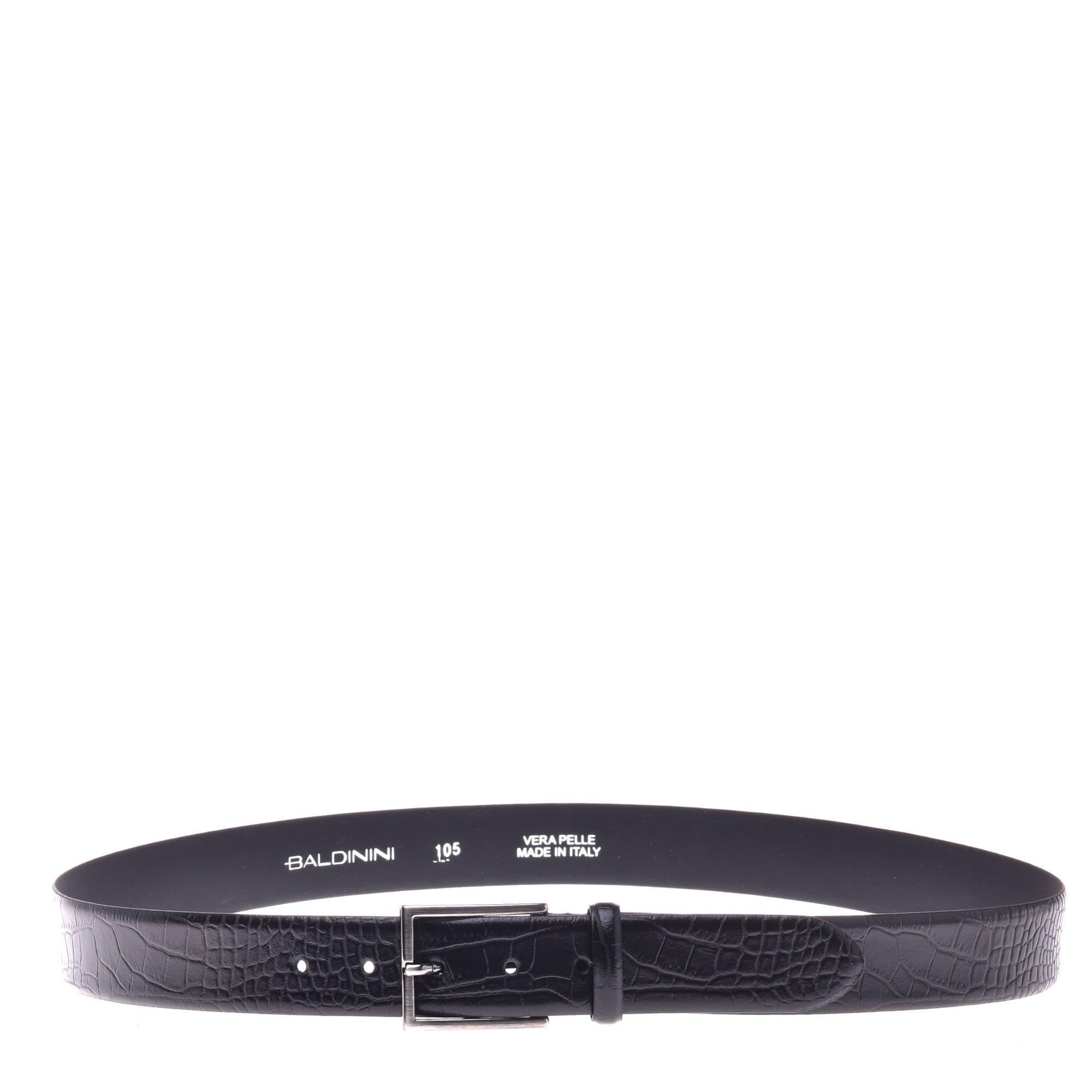 Black crocodile print belt image
